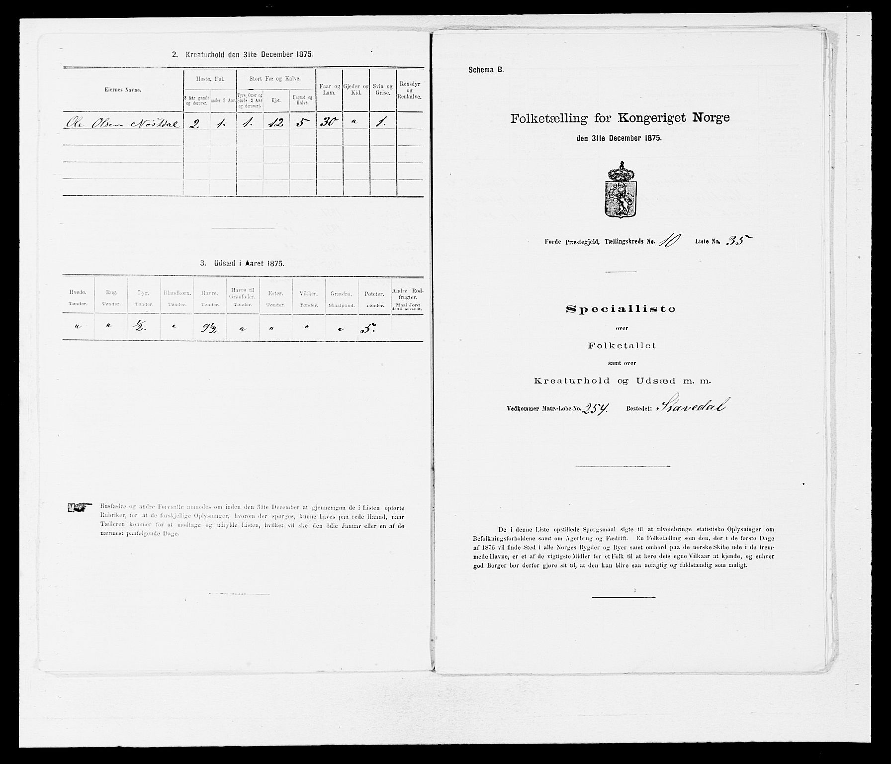 SAB, 1875 census for 1432P Førde, 1875, p. 1231