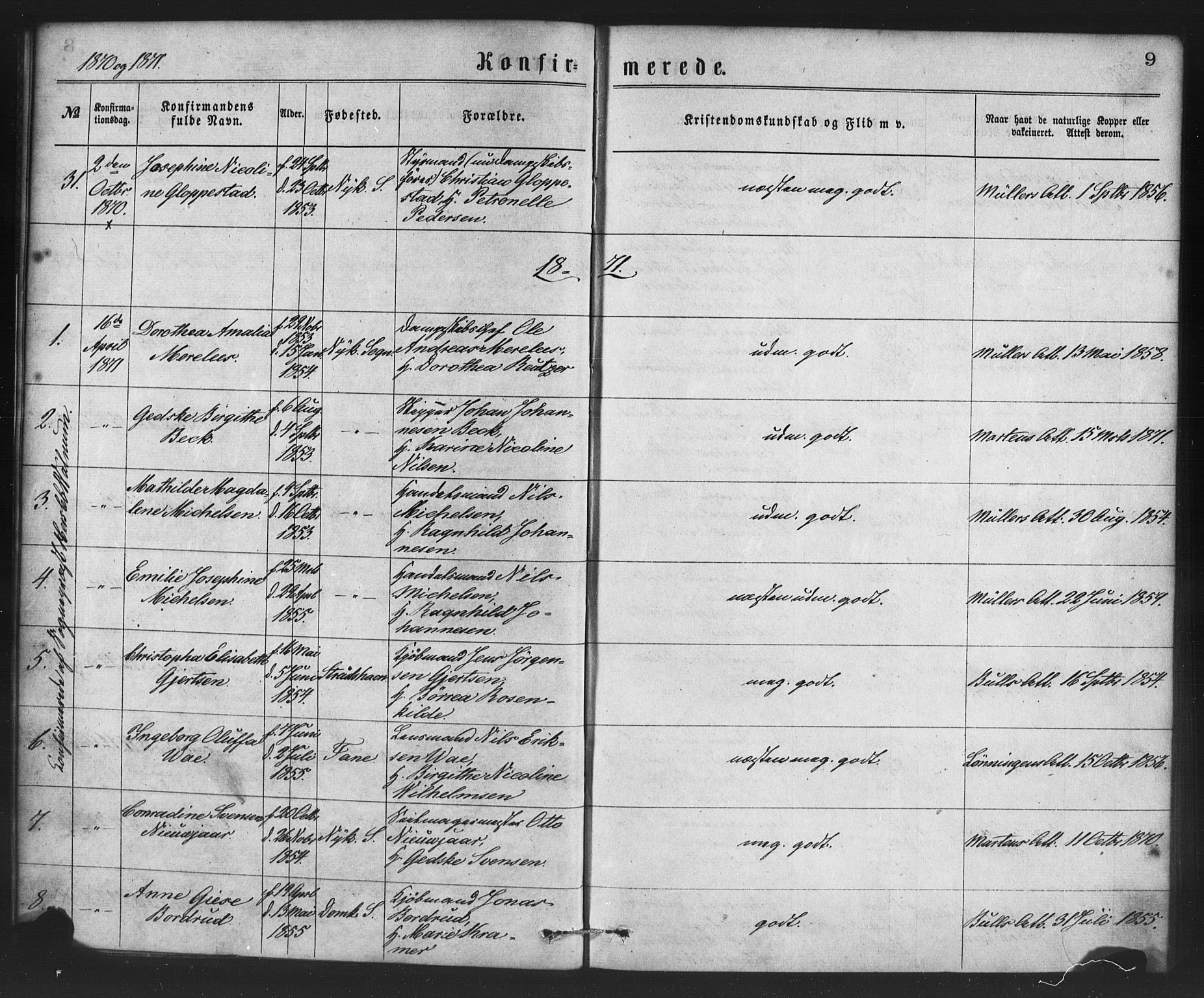Nykirken Sokneprestembete, SAB/A-77101/H/Haa/L0026: Parish register (official) no. C 5, 1870-1886, p. 9