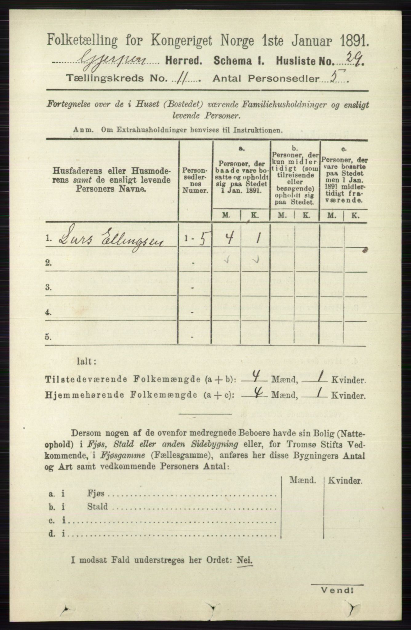 RA, 1891 census for 0812 Gjerpen, 1891, p. 6528