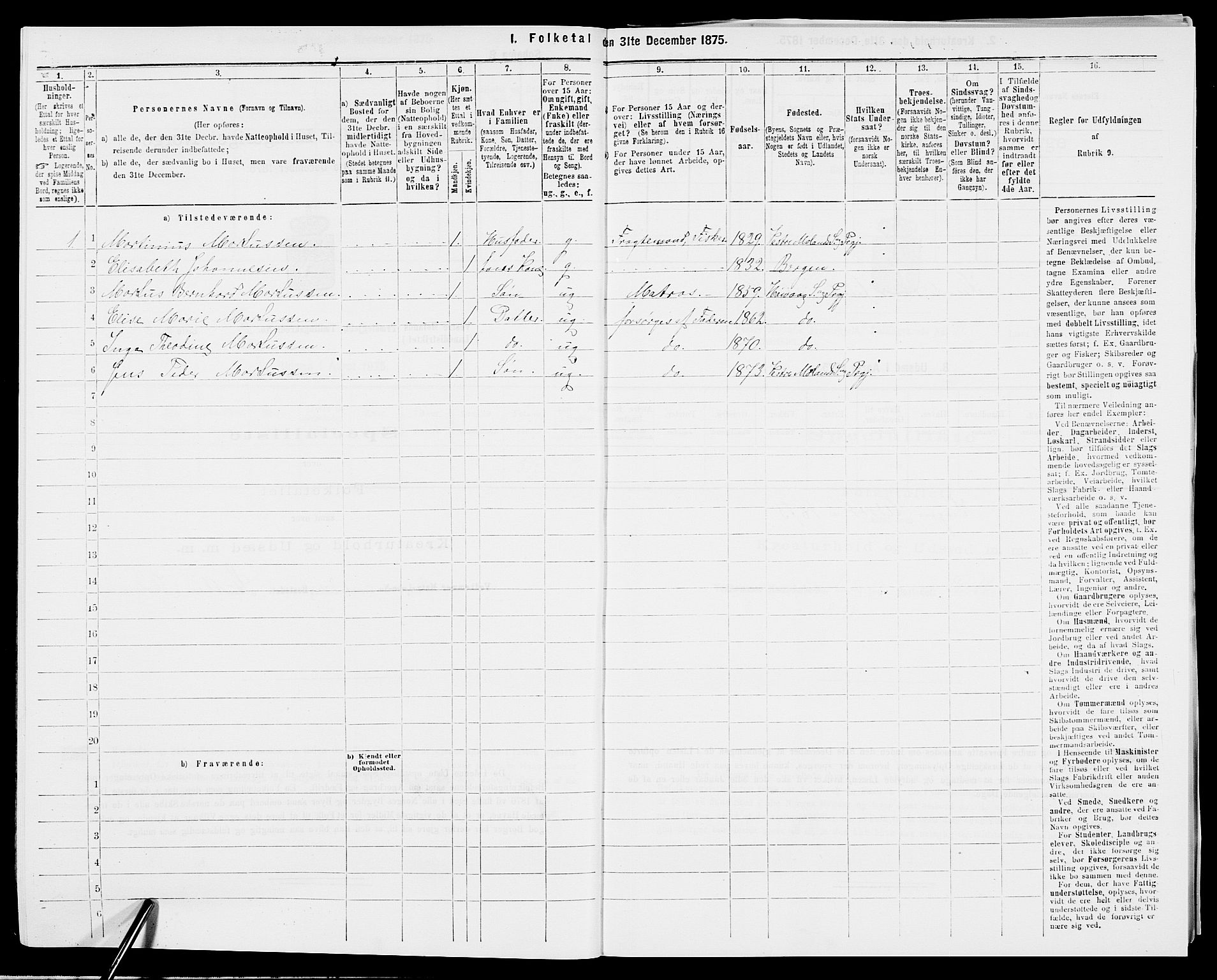SAK, 1875 census for 0926L Vestre Moland/Vestre Moland, 1875, p. 785