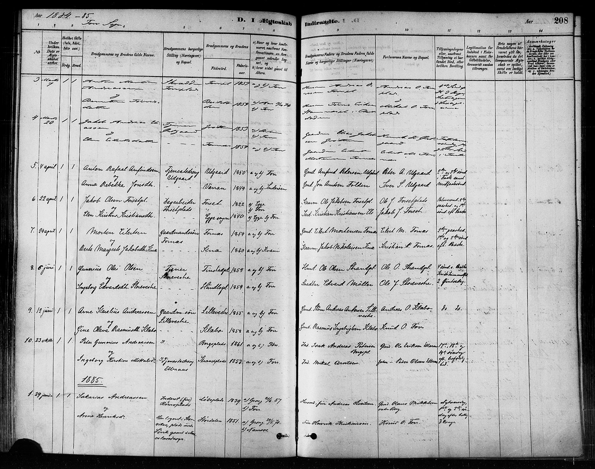 Ministerialprotokoller, klokkerbøker og fødselsregistre - Nord-Trøndelag, AV/SAT-A-1458/746/L0448: Parish register (official) no. 746A07 /1, 1878-1900, p. 208