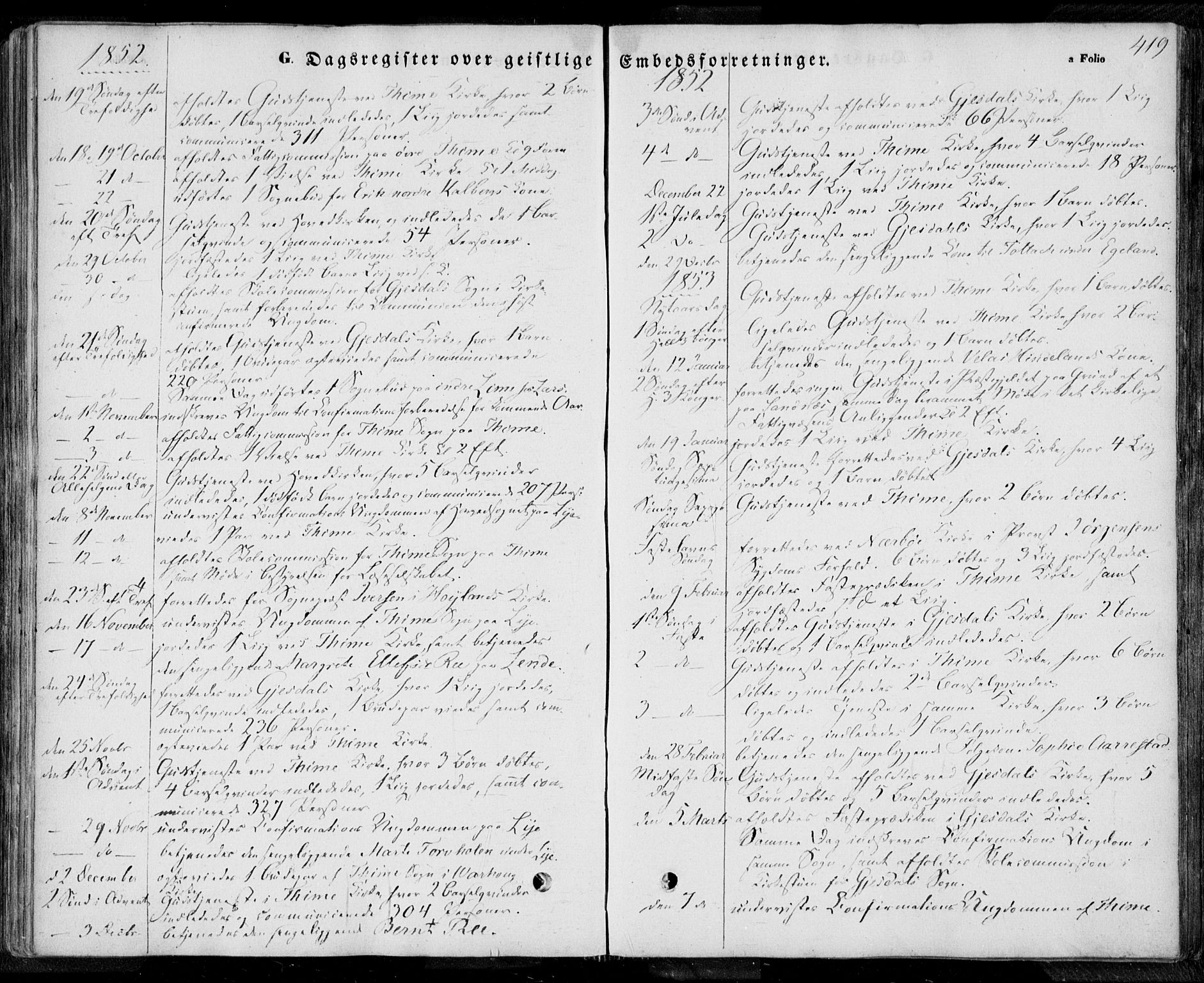 Lye sokneprestkontor, AV/SAST-A-101794/001/30BA/L0006: Parish register (official) no. A 5.2, 1842-1855, p. 419