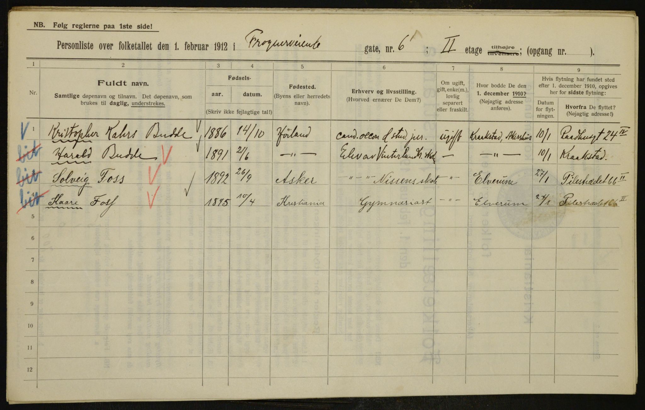 OBA, Municipal Census 1912 for Kristiania, 1912, p. 27025