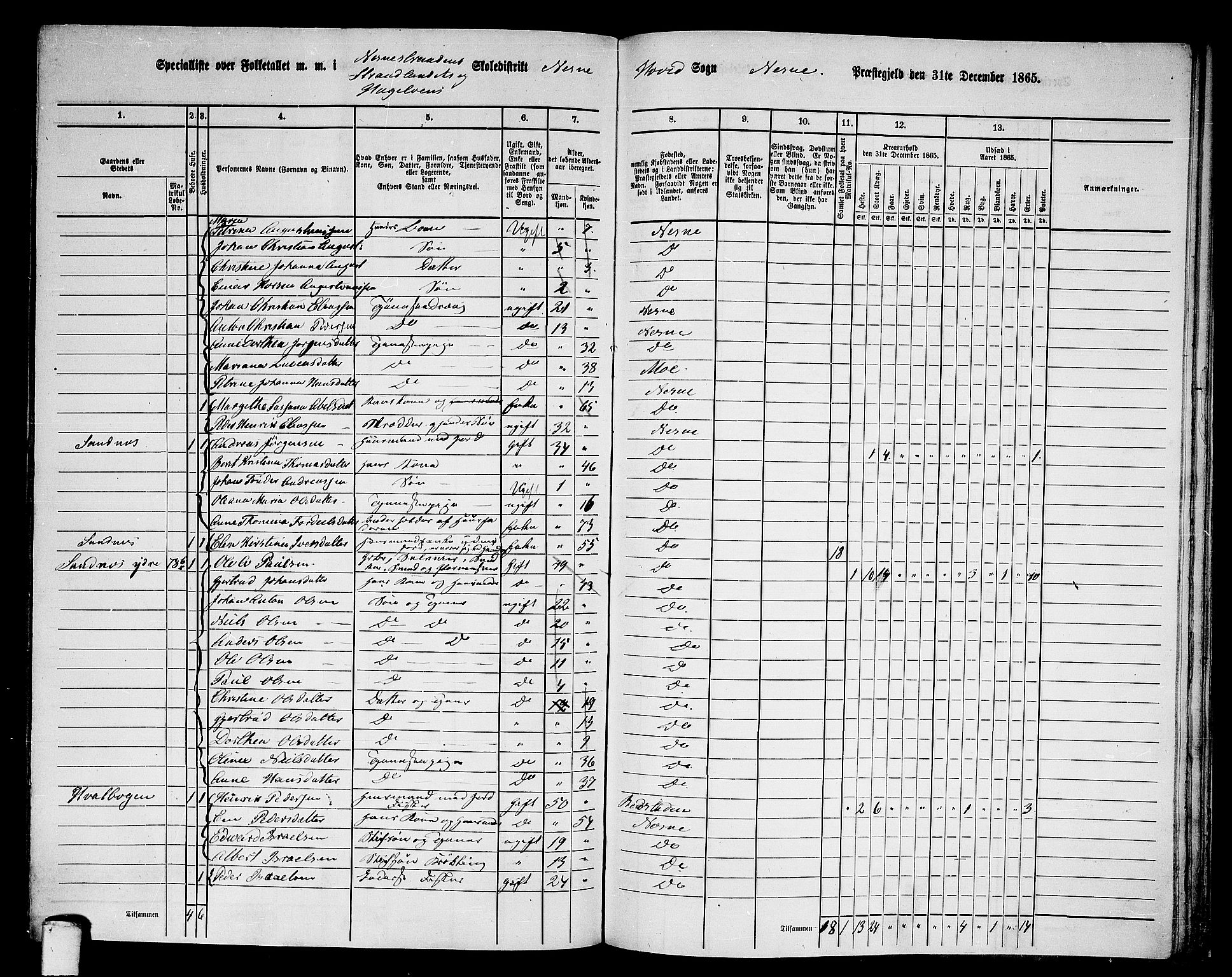 RA, 1865 census for Nesna, 1865, p. 127