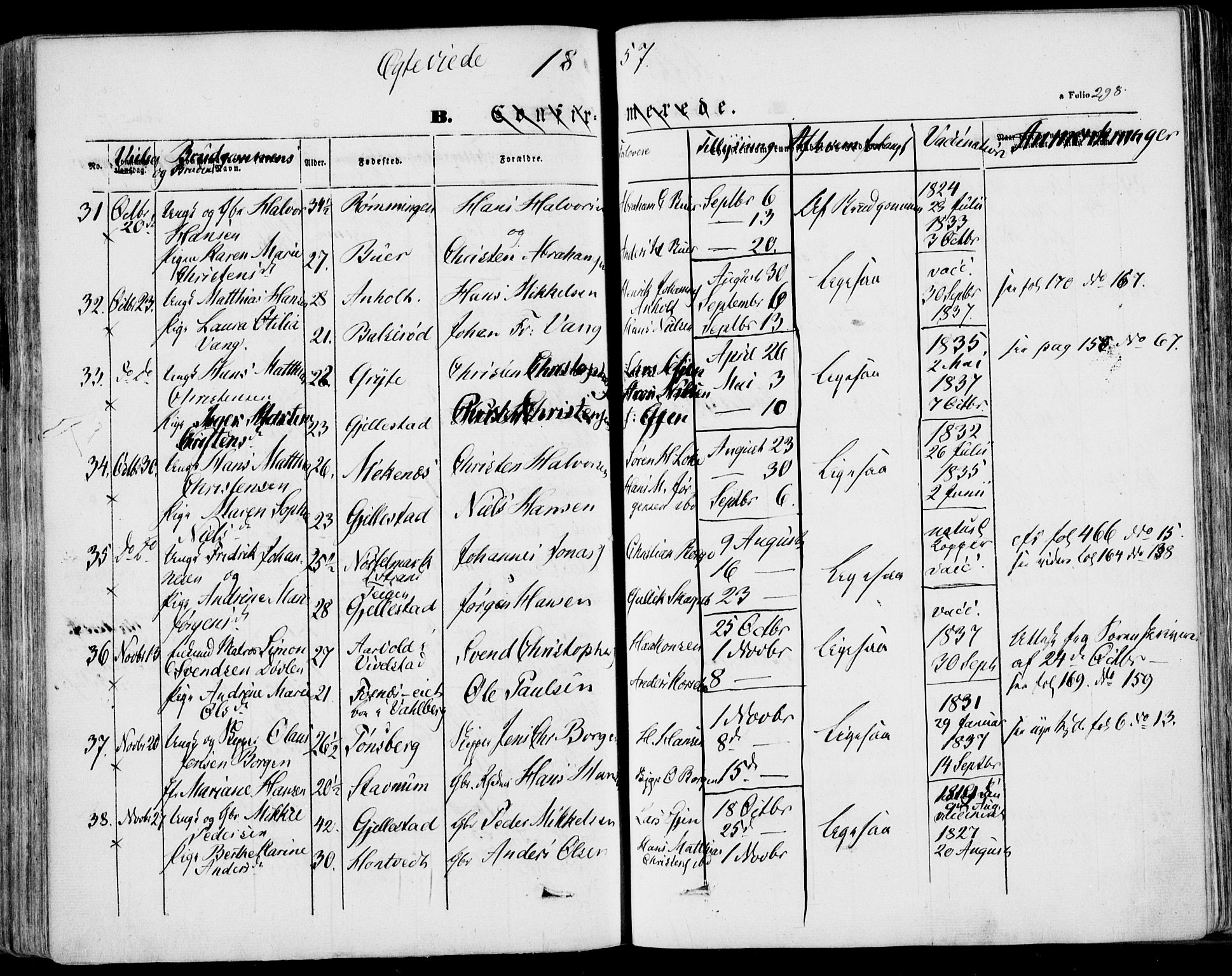 Stokke kirkebøker, AV/SAKO-A-320/F/Fa/L0007: Parish register (official) no. I 7, 1844-1857, p. 298