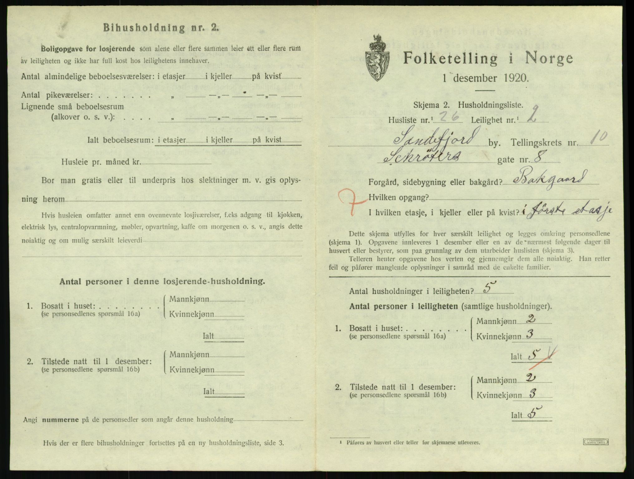 SAKO, 1920 census for Sandefjord, 1920, p. 3918