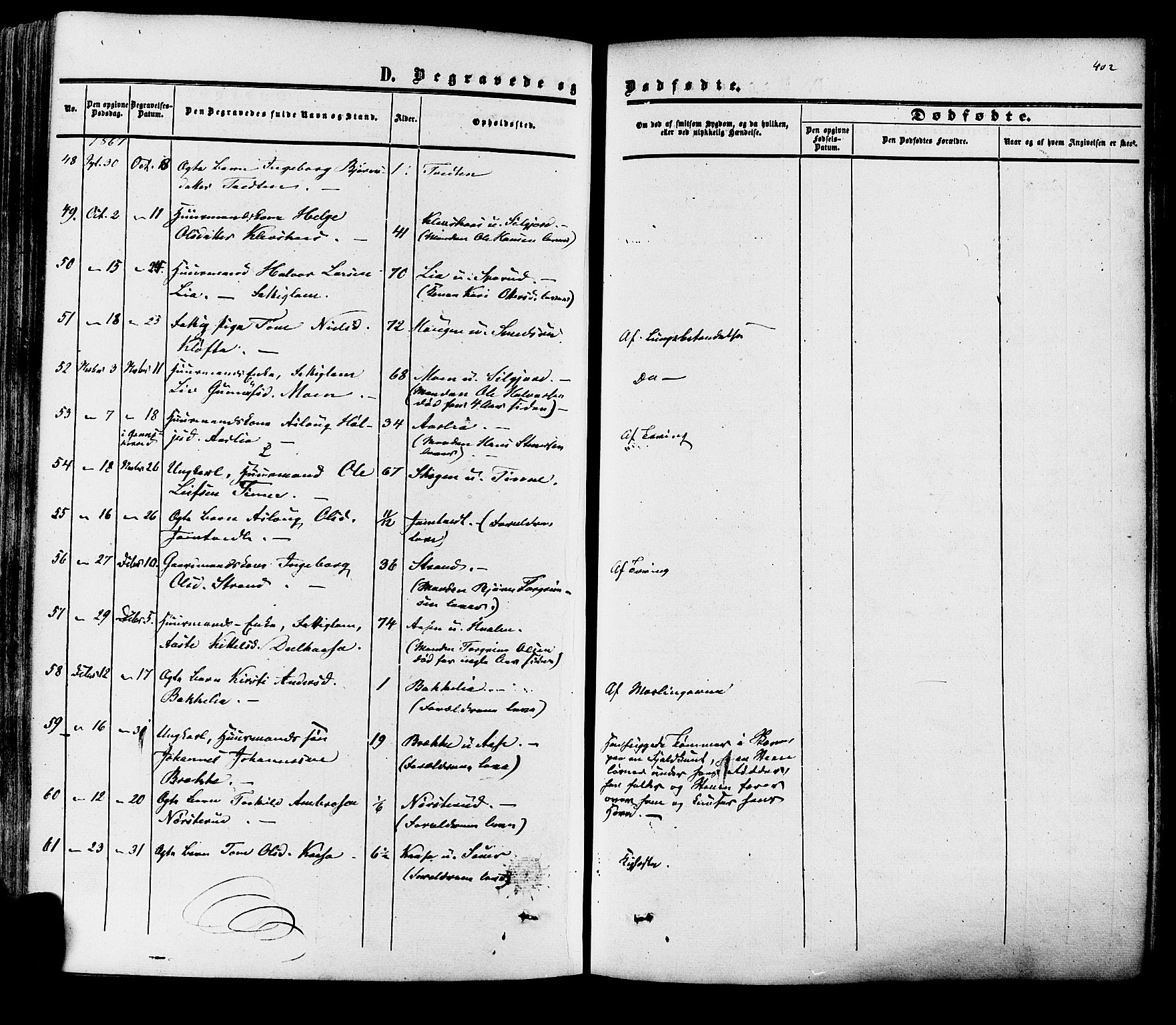 Heddal kirkebøker, AV/SAKO-A-268/F/Fa/L0007: Parish register (official) no. I 7, 1855-1877, p. 402