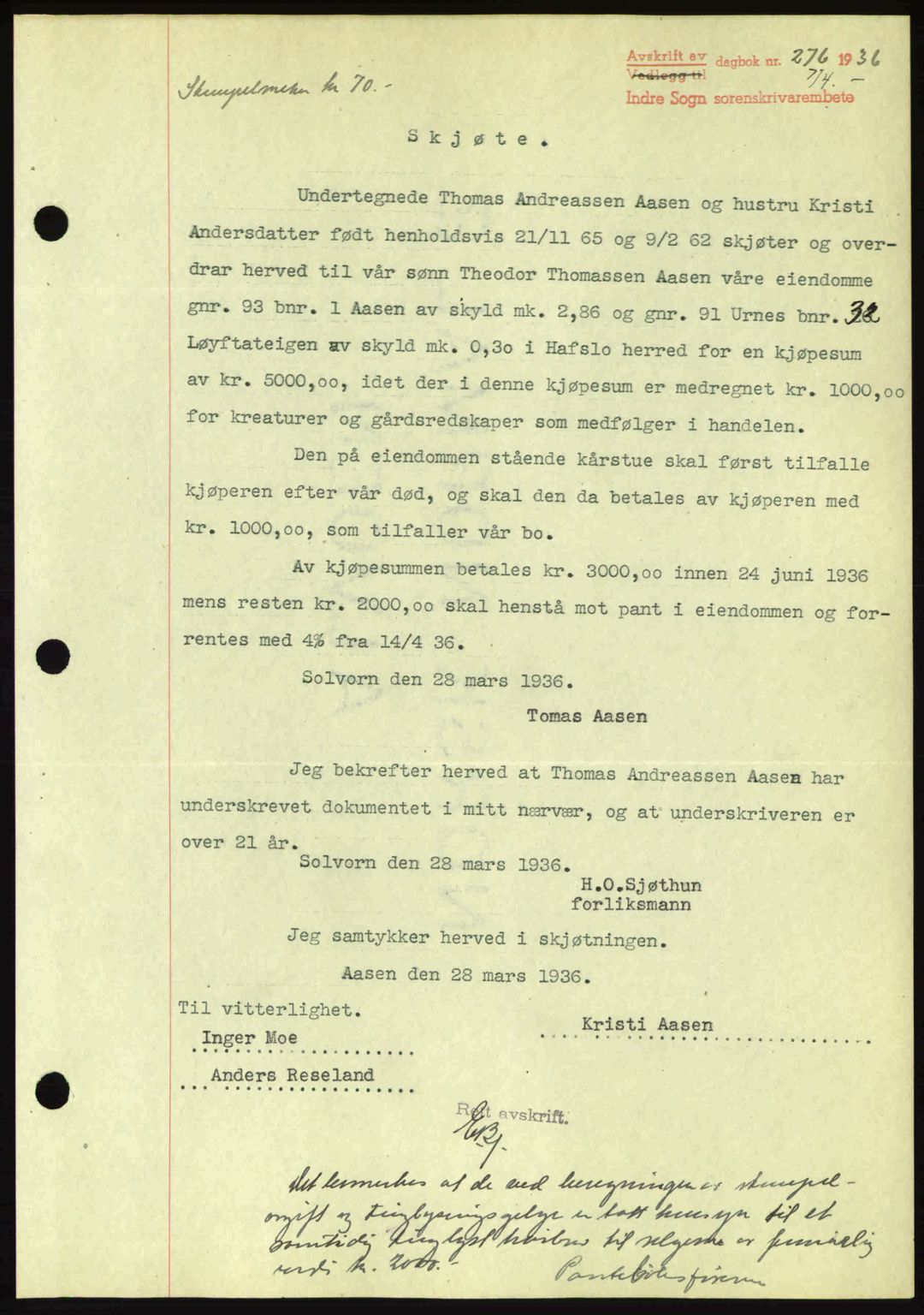 Indre Sogn tingrett, SAB/A-3301/1/G/Gb/Gba/L0030: Mortgage book no. 30, 1935-1937, Deed date: 07.04.1936