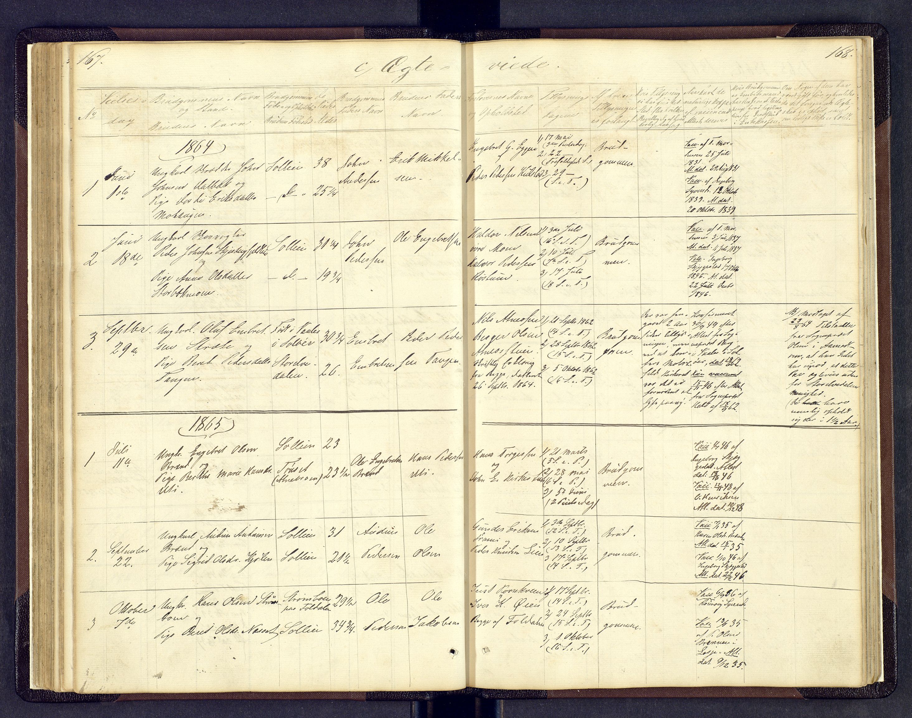 Sollia prestekontor, SAH/PREST-050/H/Ha/Hab/L0001: Parish register (copy) no. 1, 1862-1879, p. 167-168