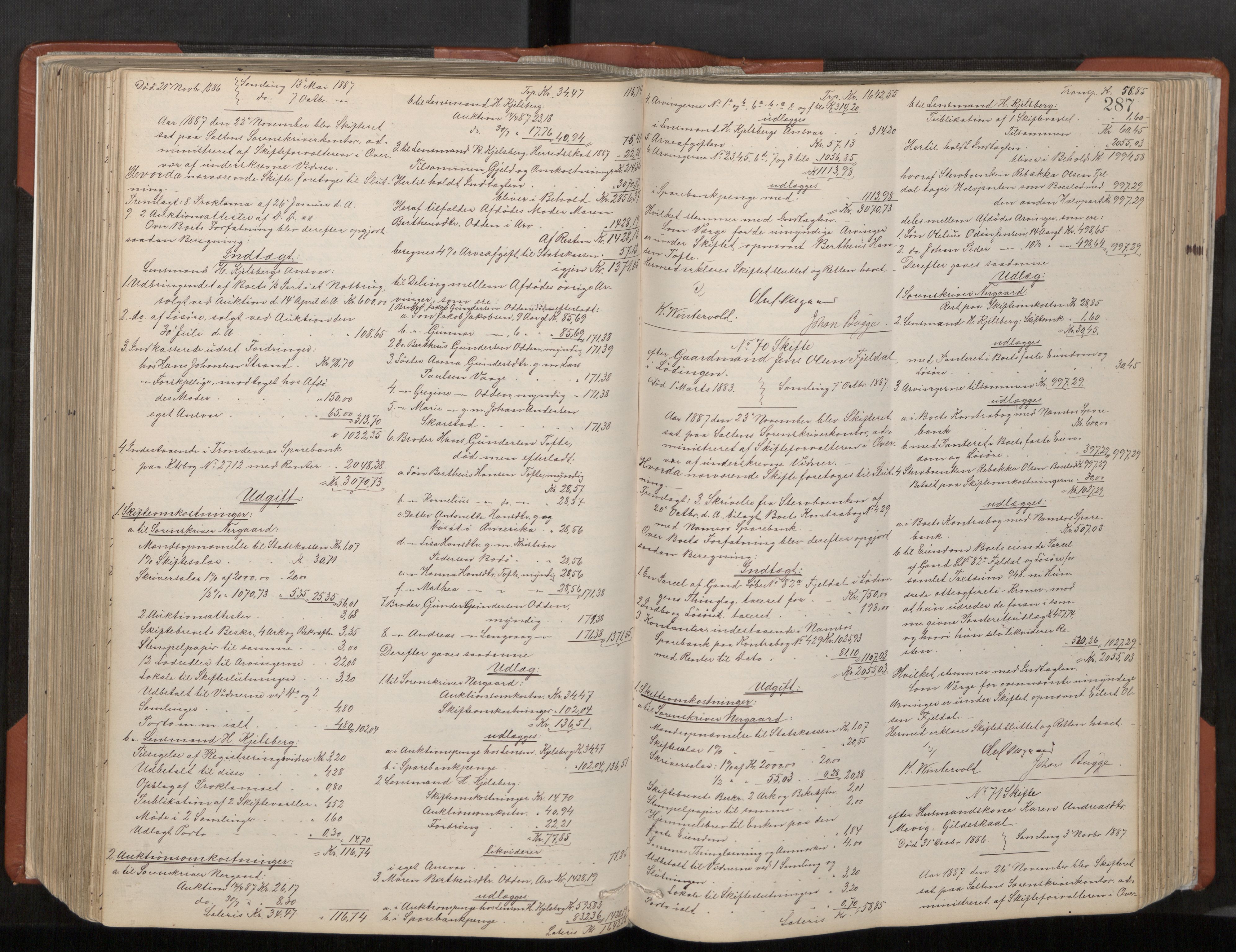 Salten sorenskriveri, AV/SAT-A-4578/1/3/3A/L0063: Skifteslutningsprotokoll, 1877-1894, p. 287