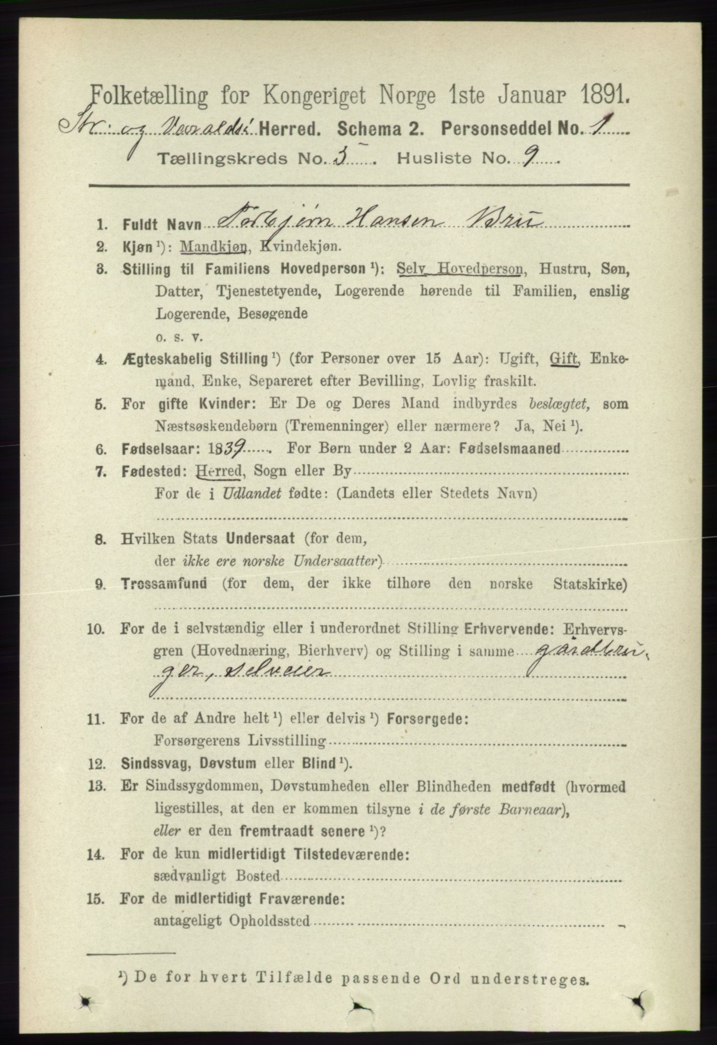 RA, 1891 census for 1226 Strandebarm og Varaldsøy, 1891, p. 1925