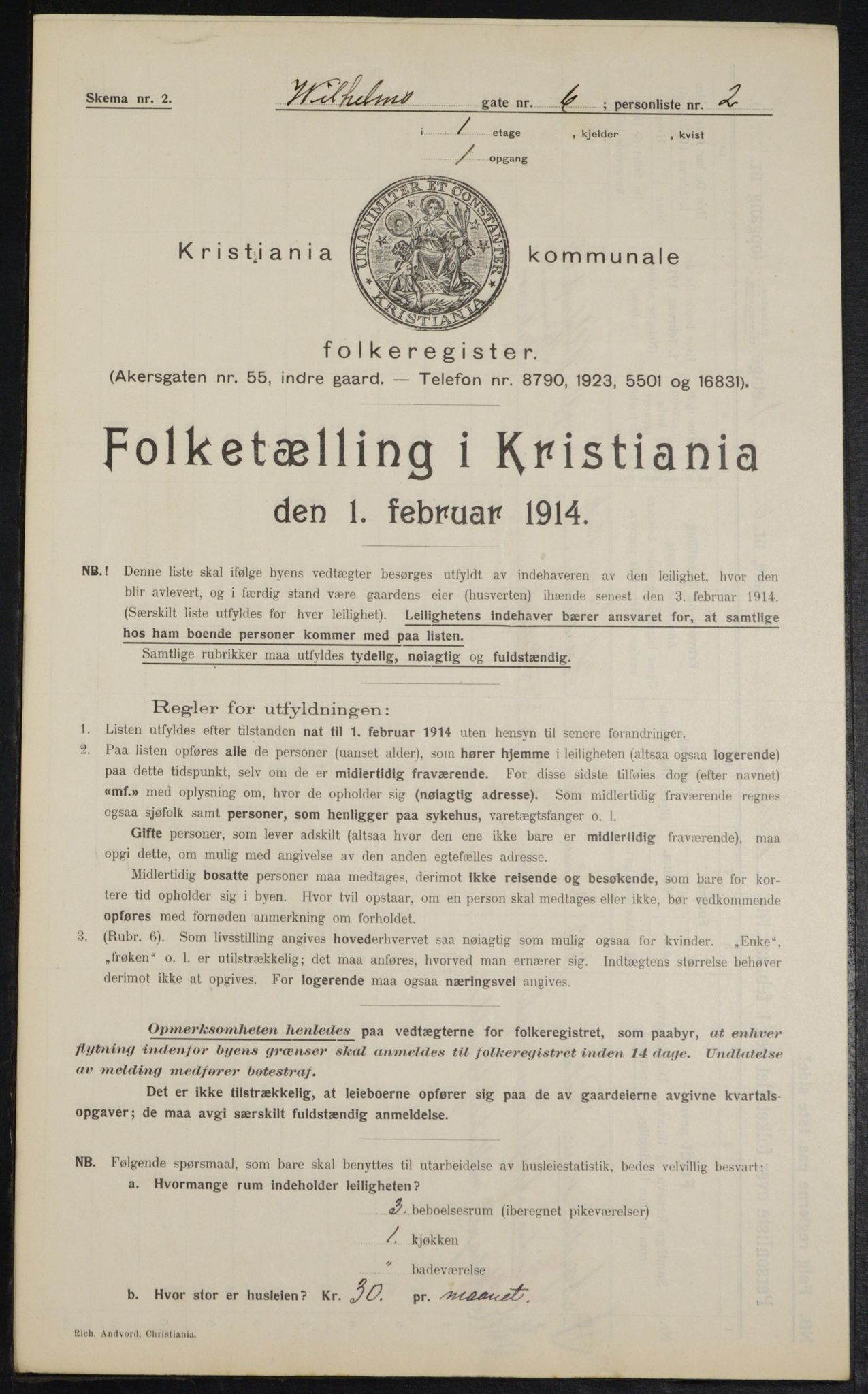 OBA, Municipal Census 1914 for Kristiania, 1914, p. 129258