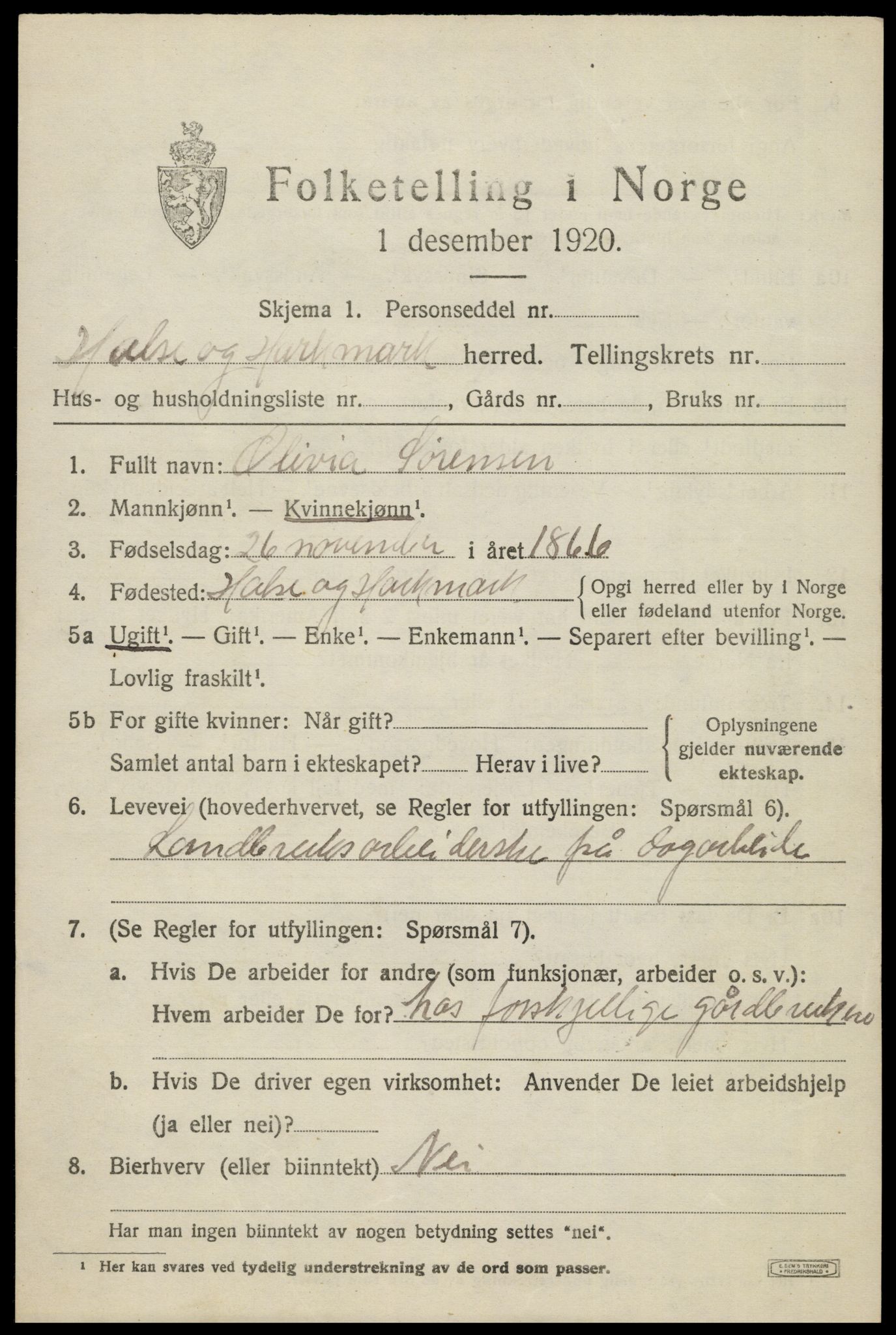 SAK, 1920 census for Halse og Harkmark, 1920, p. 2019