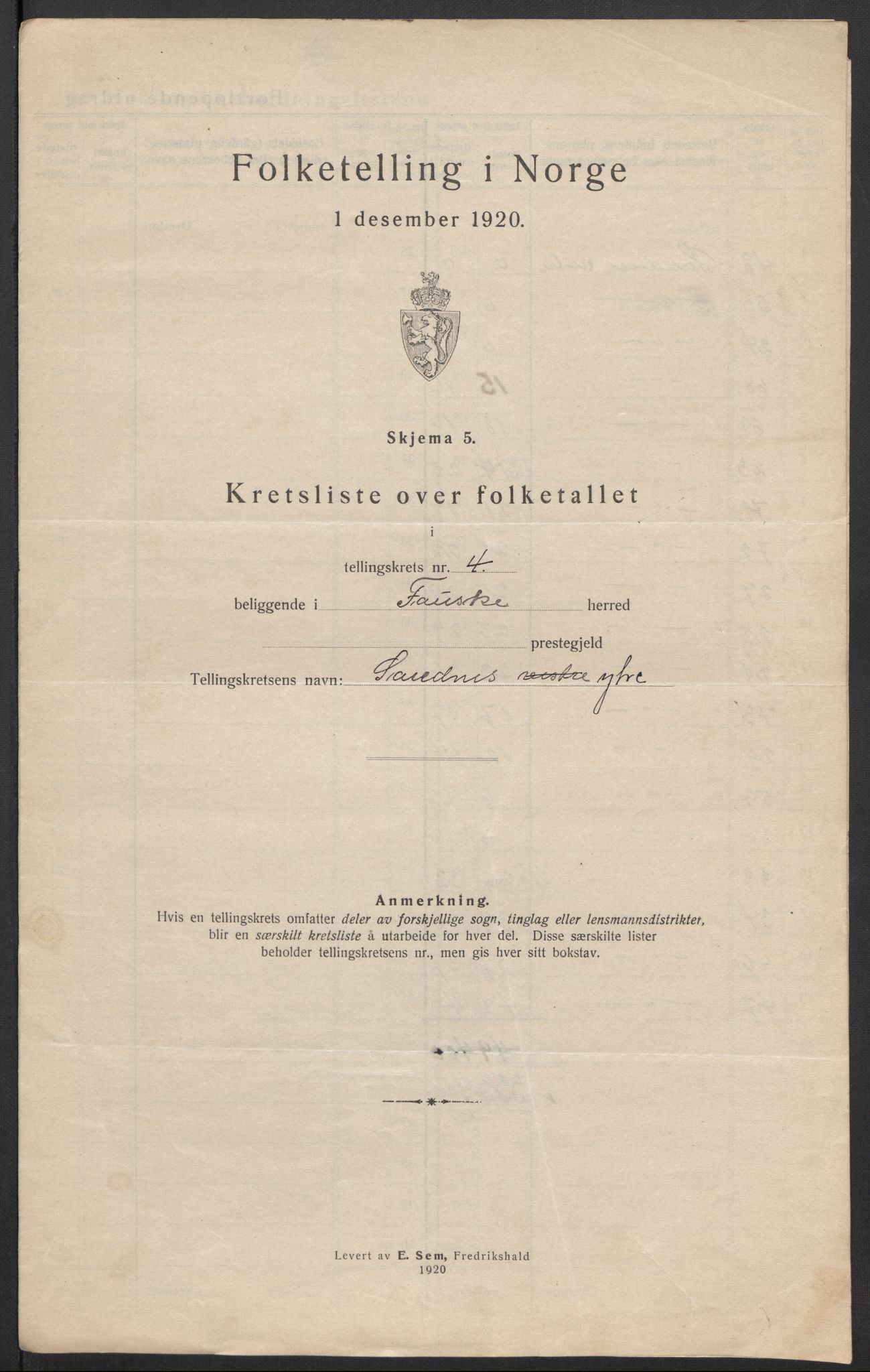 SAT, 1920 census for Fauske, 1920, p. 15