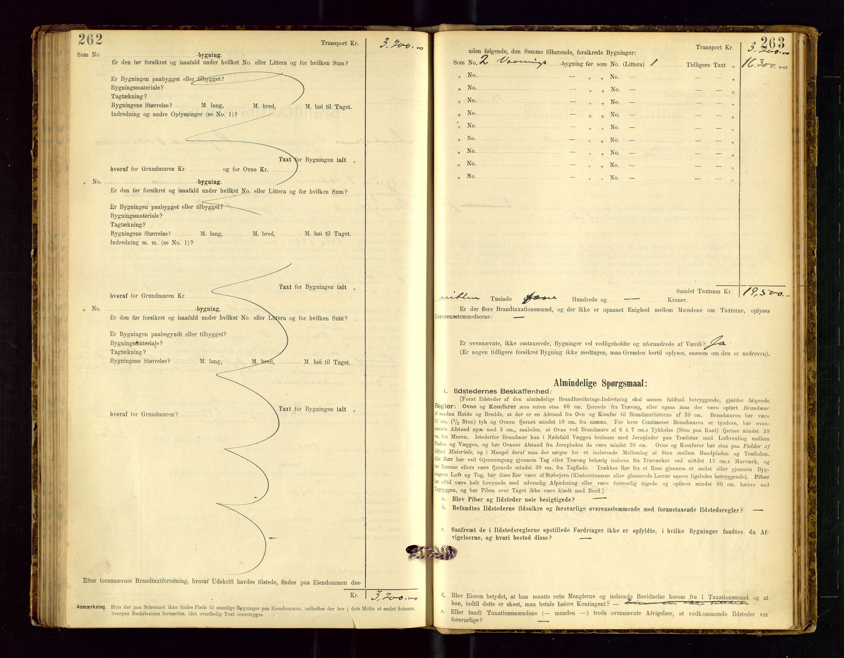 Avaldsnes lensmannskontor, SAST/A-100286/Gob/L0001: "Brandtaxationsprotokol for Avaldsnes Lensmandsdistrikt Ryfylke Fogderi", 1894-1925, p. 262-263