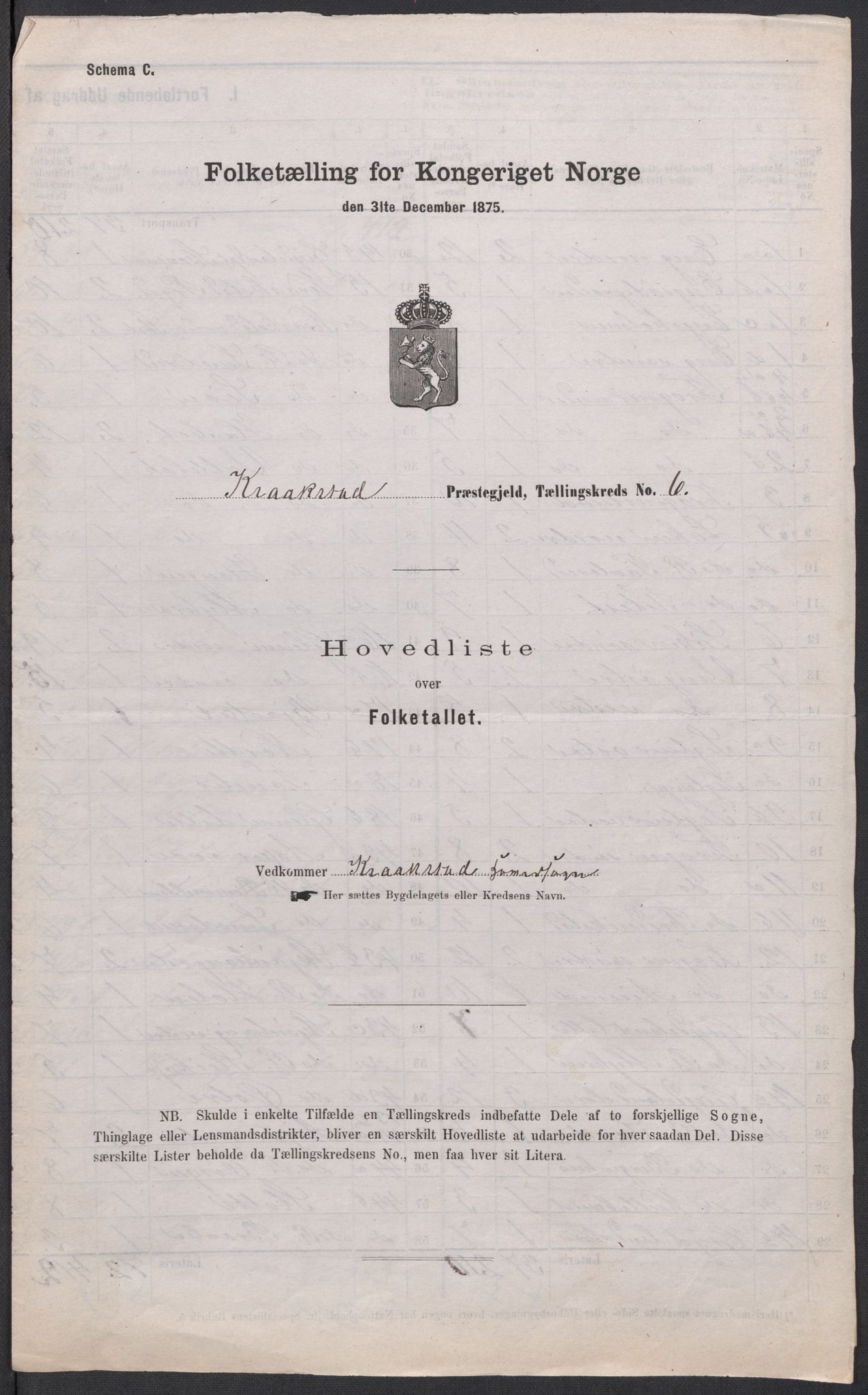 RA, 1875 census for 0212P Kråkstad, 1875, p. 16