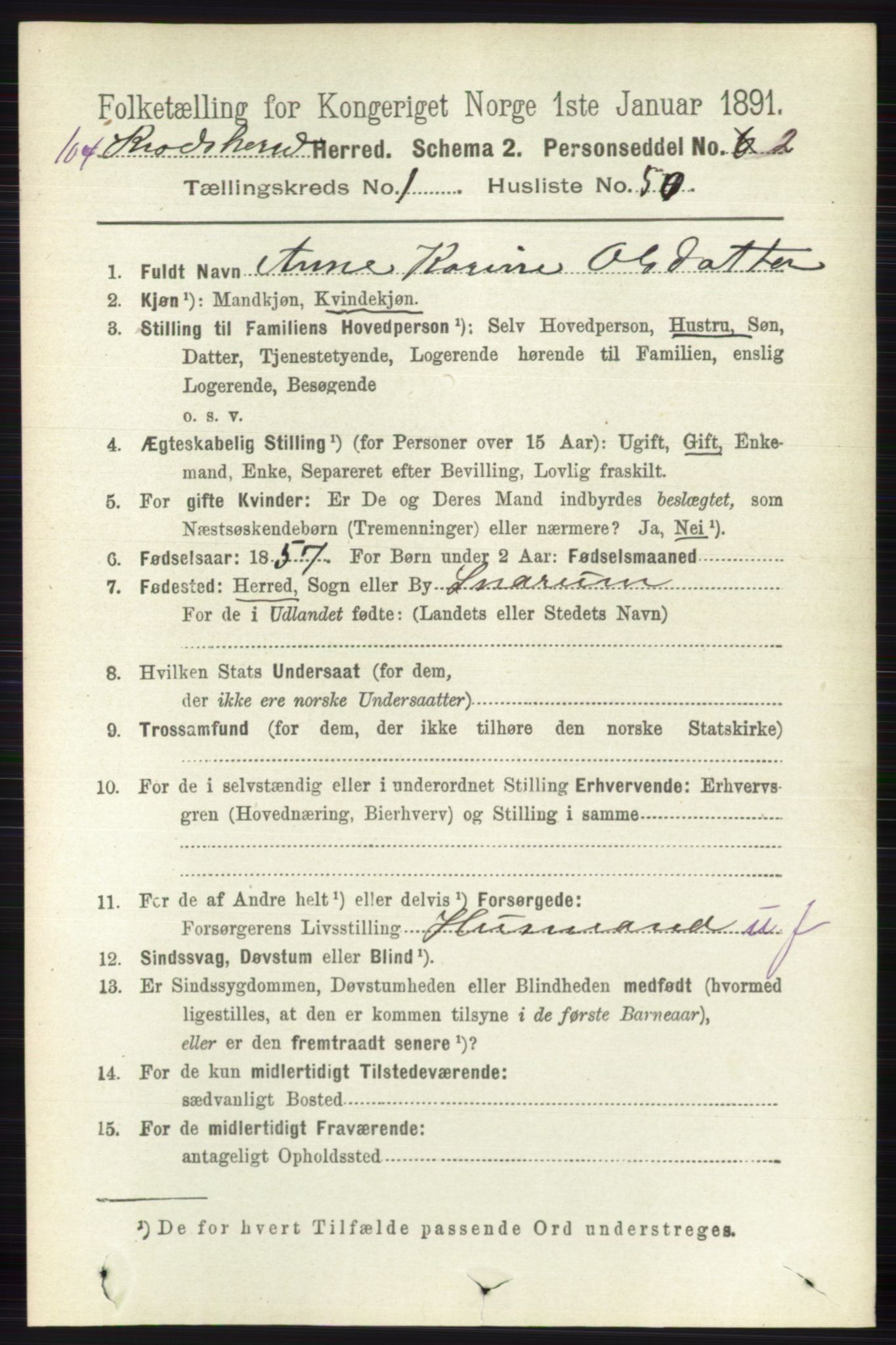 RA, 1891 census for 0621 Sigdal, 1891, p. 5261