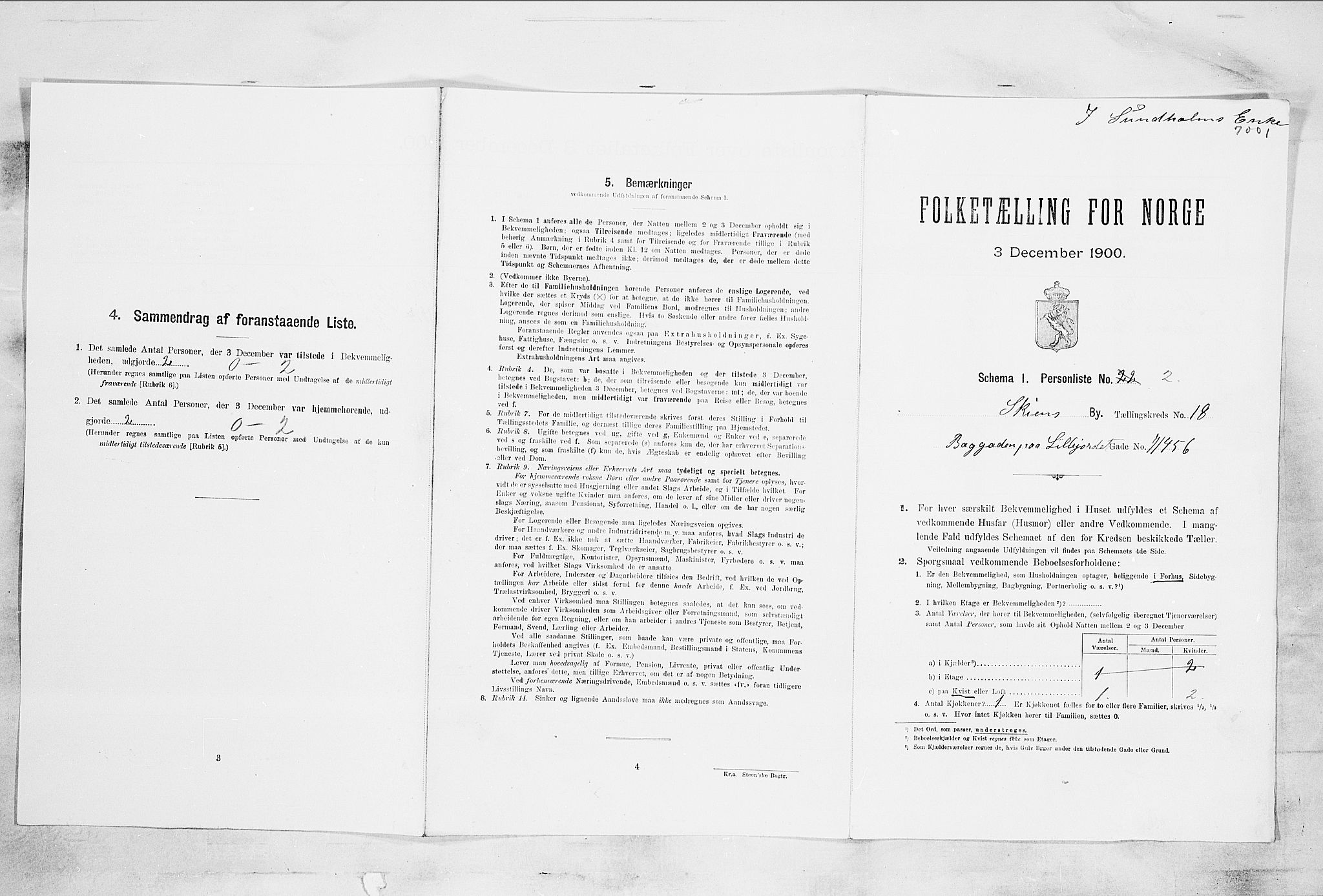 SAKO, 1900 census for Skien, 1900, p. 3296