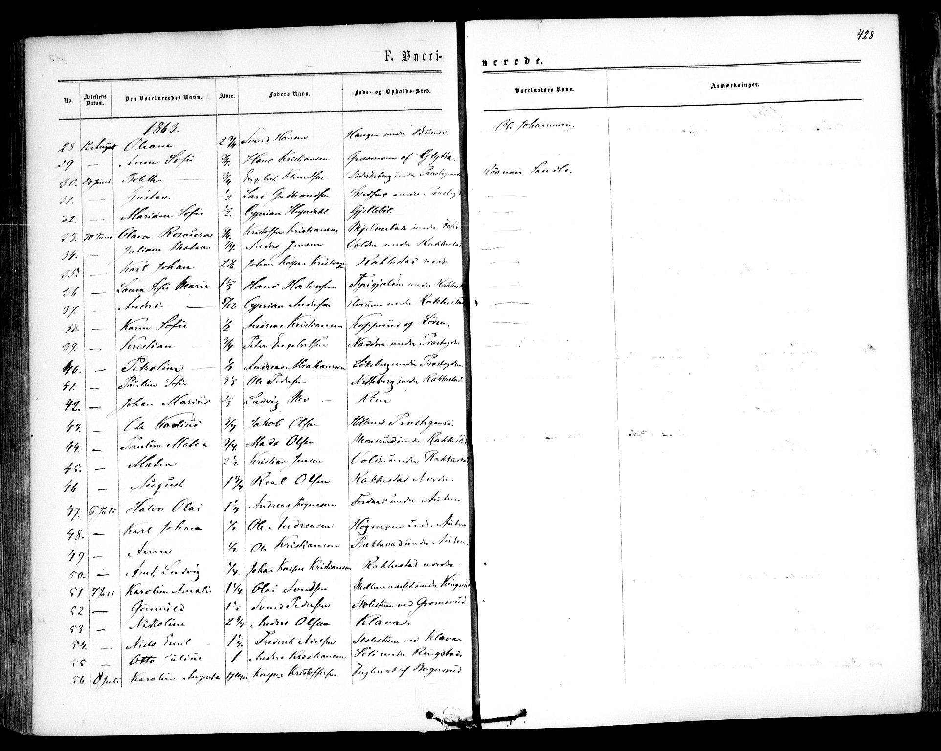 Høland prestekontor Kirkebøker, SAO/A-10346a/F/Fa/L0011: Parish register (official) no. I 11, 1862-1869, p. 428