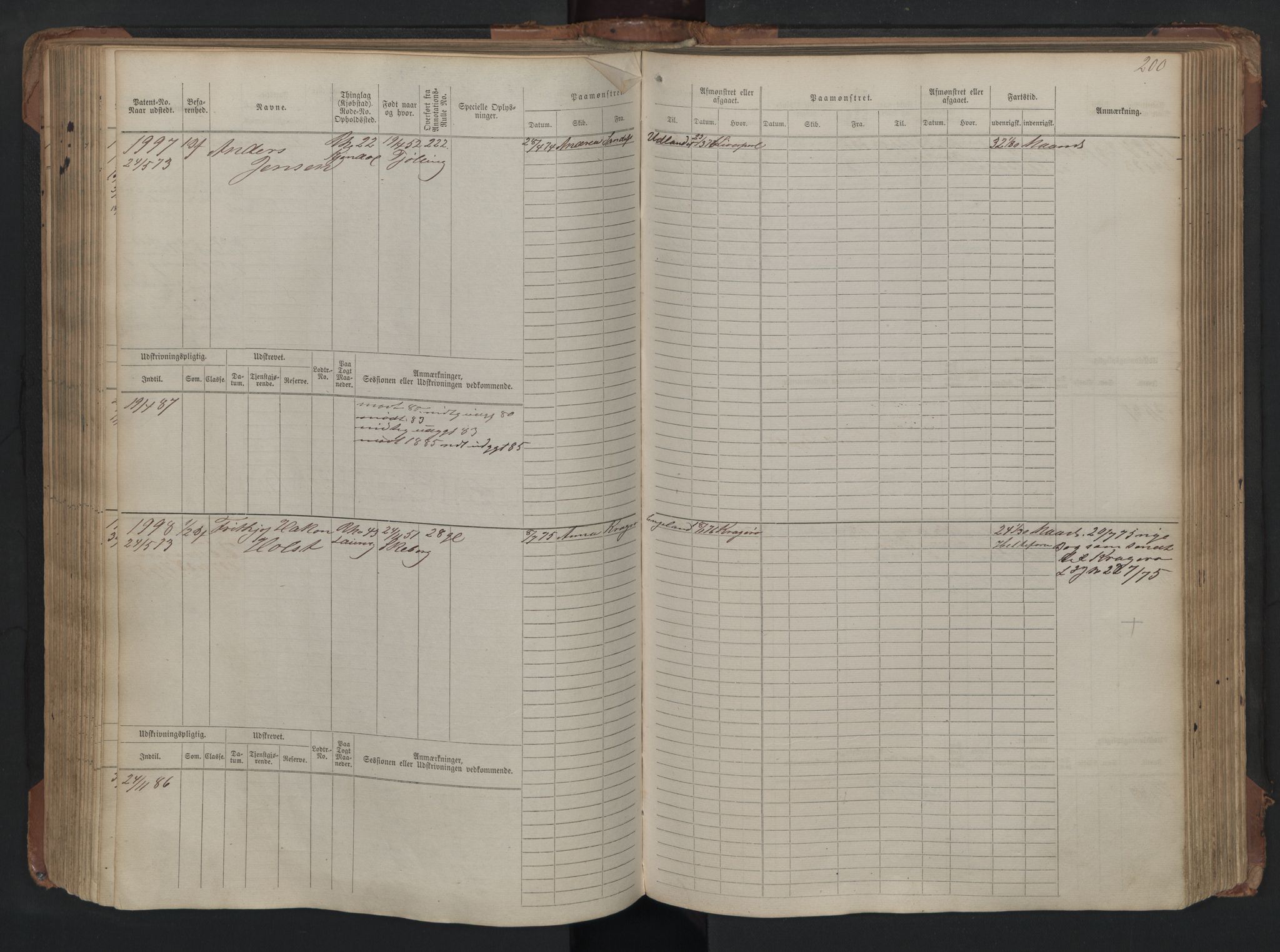 Larvik innrulleringskontor, AV/SAKO-A-787/F/Fc/L0005: Hovedrulle, 1868, p. 200