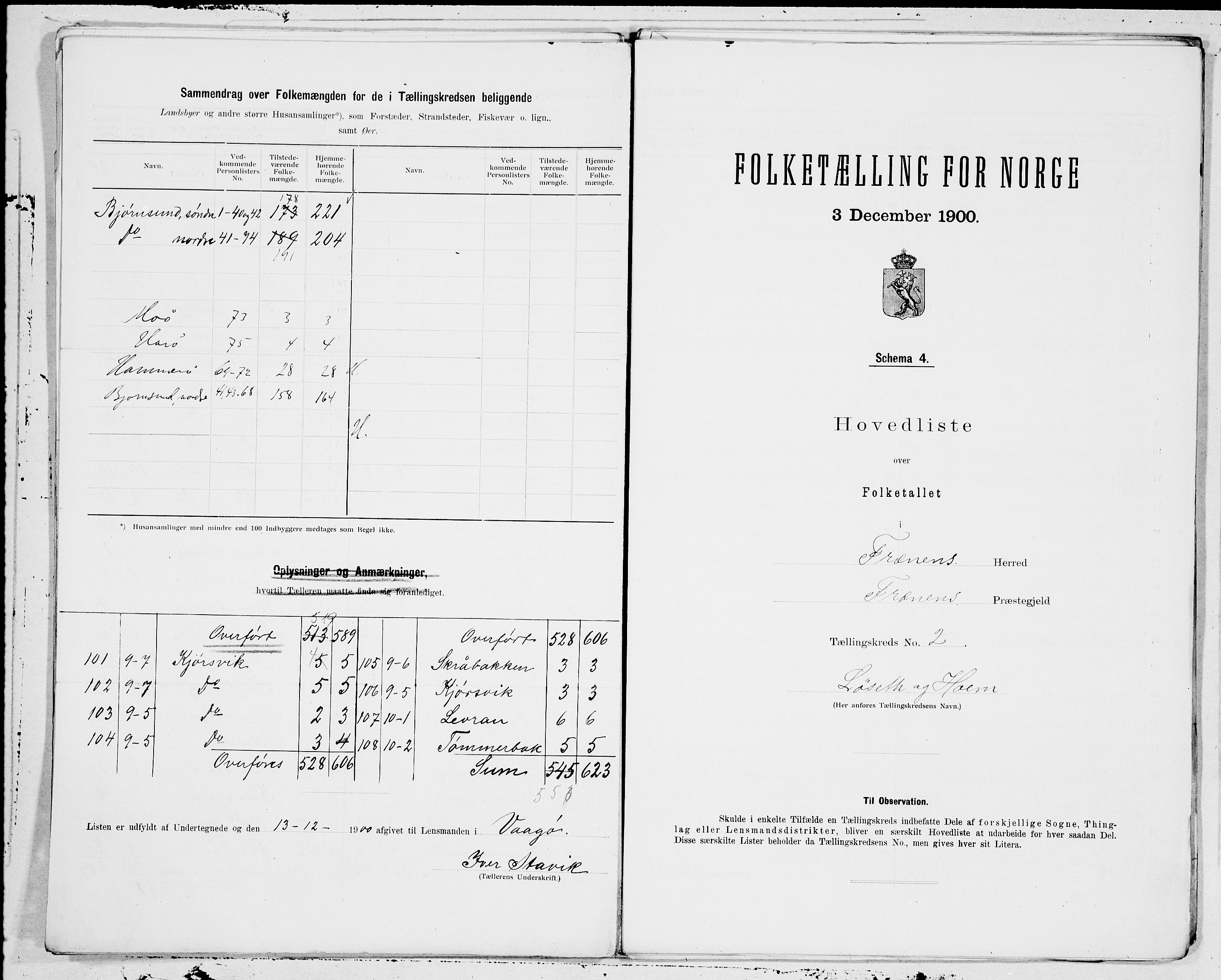 SAT, 1900 census for Fræna, 1900, p. 4