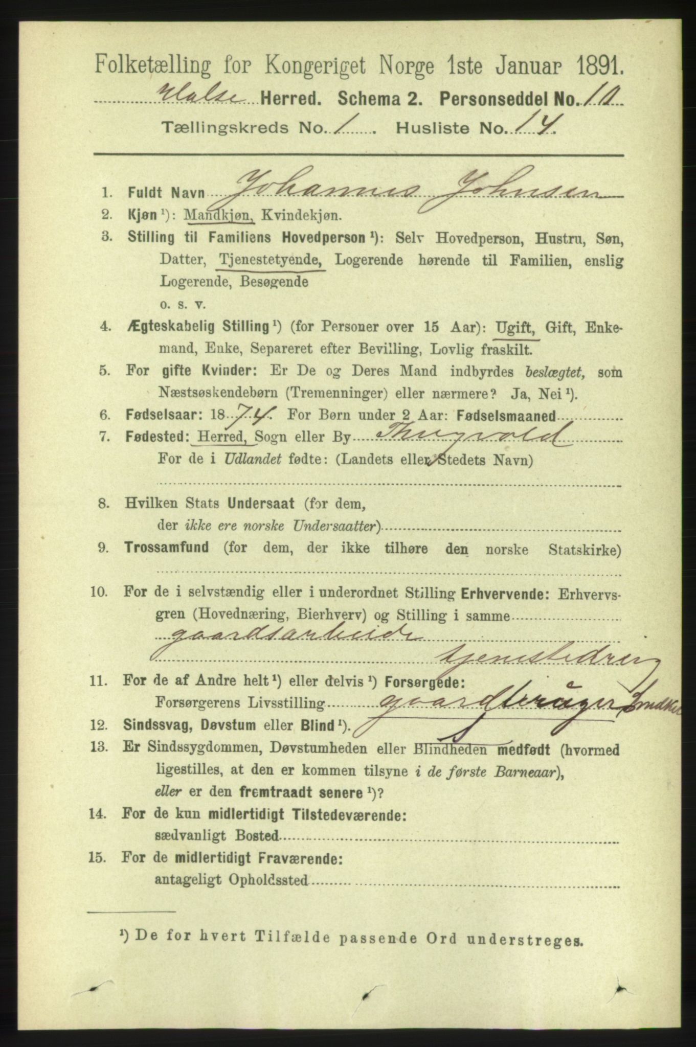 RA, 1891 census for 1571 Halsa, 1891, p. 158