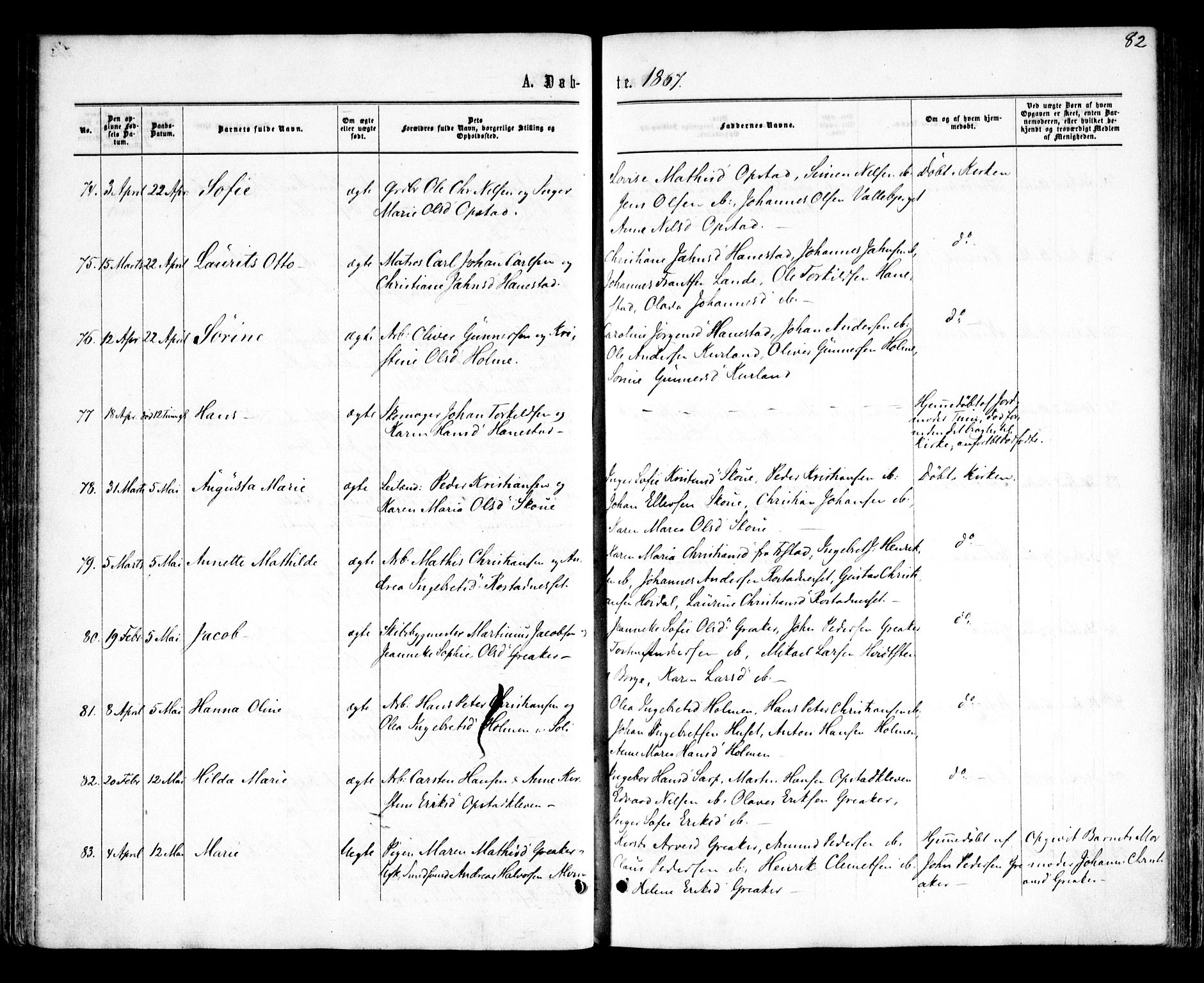 Tune prestekontor Kirkebøker, AV/SAO-A-2007/F/Fa/L0014: Parish register (official) no. 14, 1864-1868, p. 82