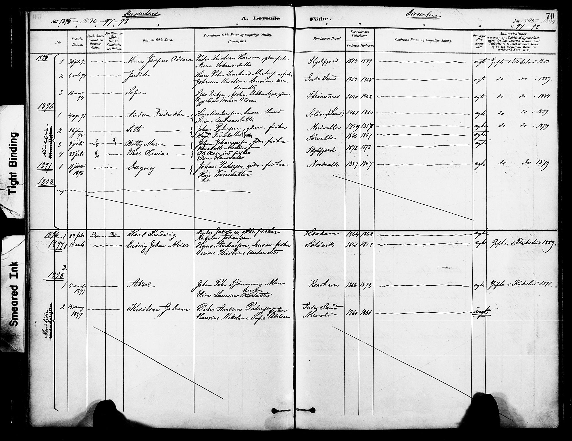 Ministerialprotokoller, klokkerbøker og fødselsregistre - Nordland, SAT/A-1459/885/L1205: Parish register (official) no. 885A06, 1892-1905, p. 70