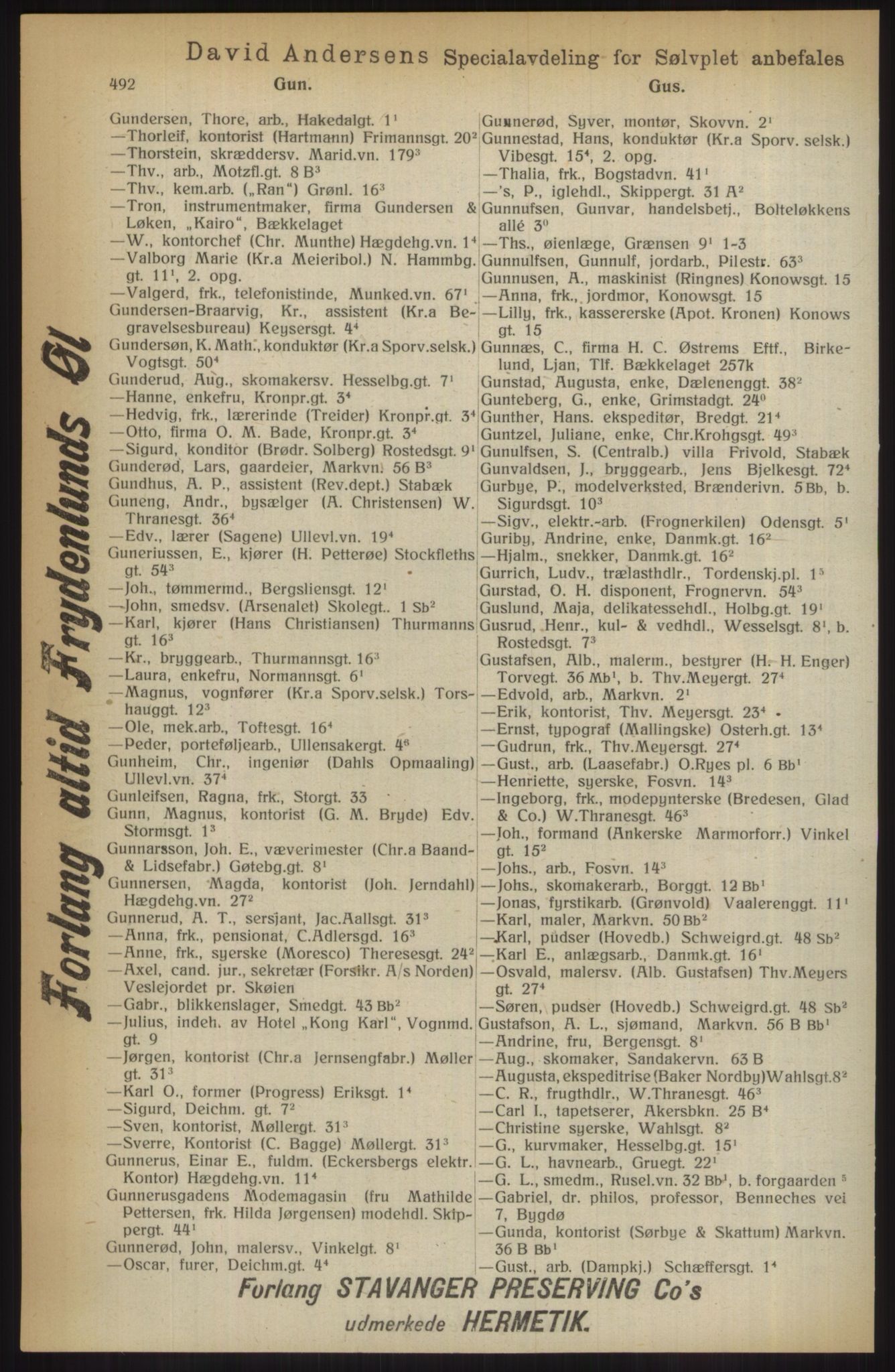 Kristiania/Oslo adressebok, PUBL/-, 1914, p. 492