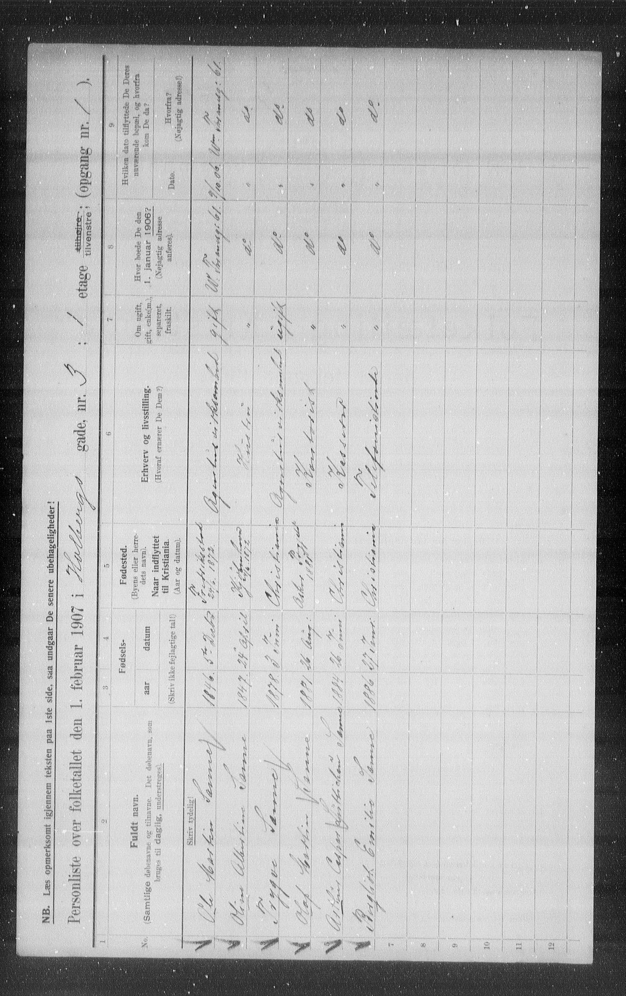 OBA, Municipal Census 1907 for Kristiania, 1907, p. 20682