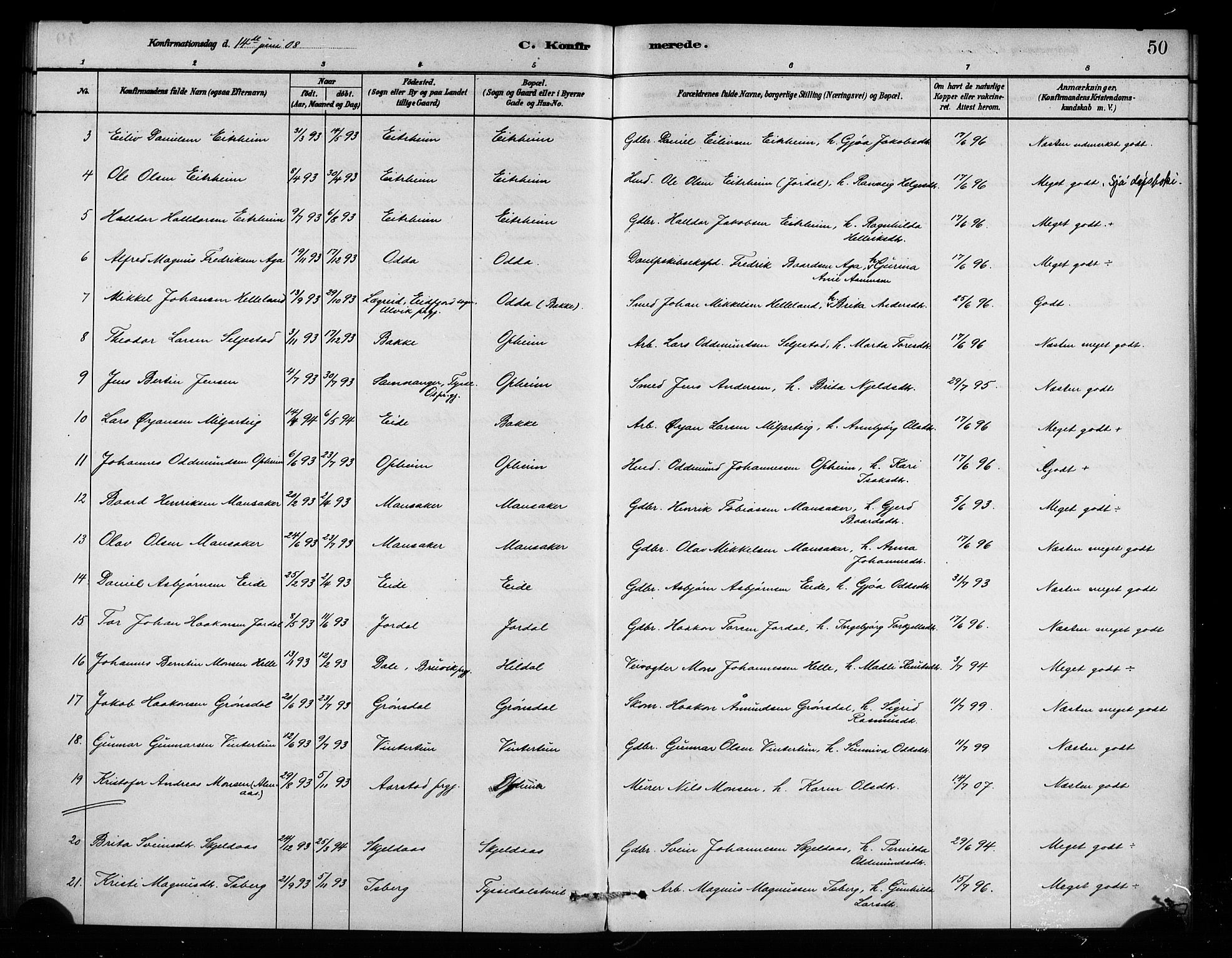 Odda Sokneprestembete, AV/SAB-A-77201/H/Haa: Parish register (official) no. A 2, 1880-1915, p. 50