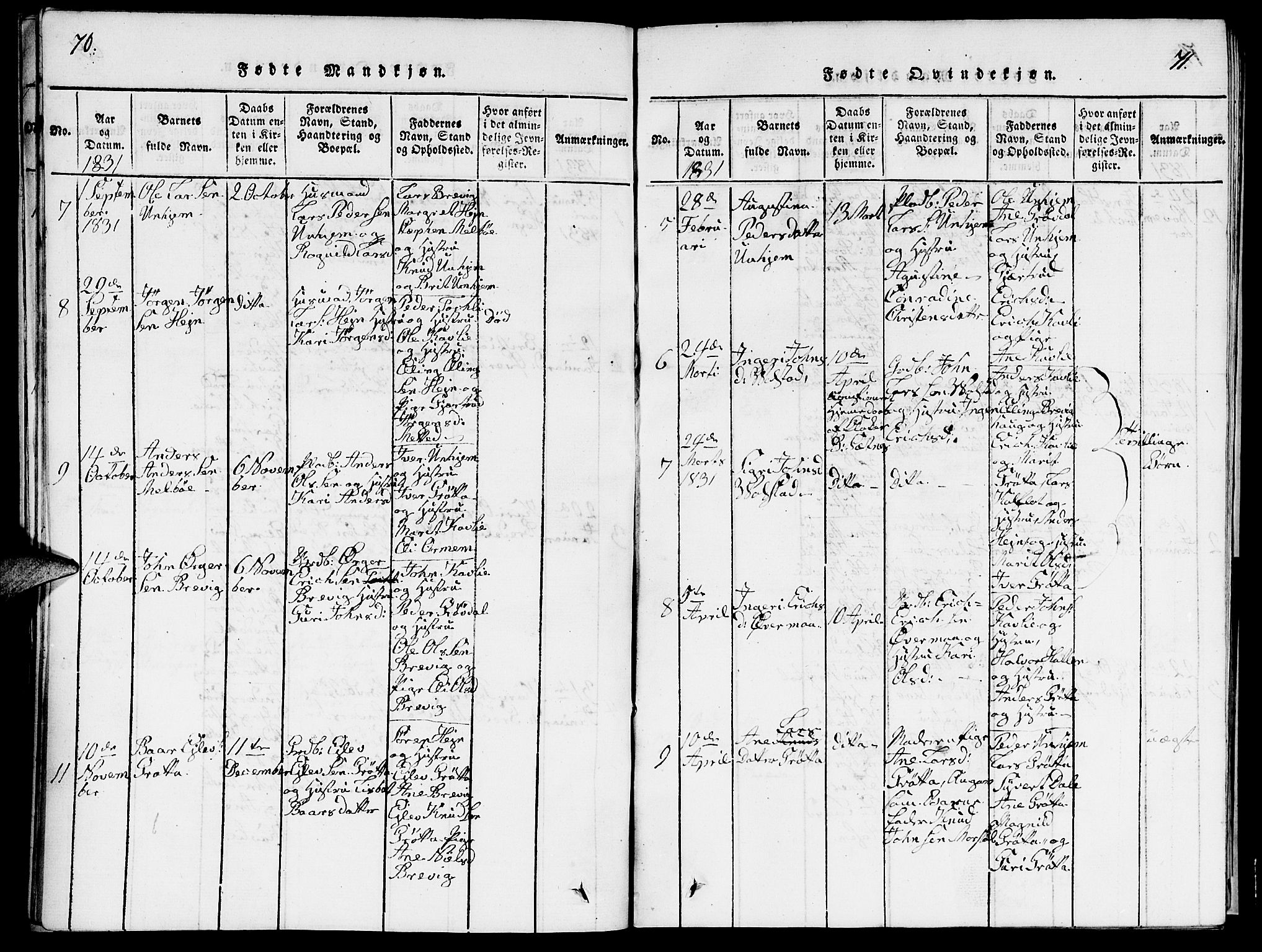 Ministerialprotokoller, klokkerbøker og fødselsregistre - Møre og Romsdal, AV/SAT-A-1454/545/L0587: Parish register (copy) no. 545C01, 1818-1836, p. 70-71