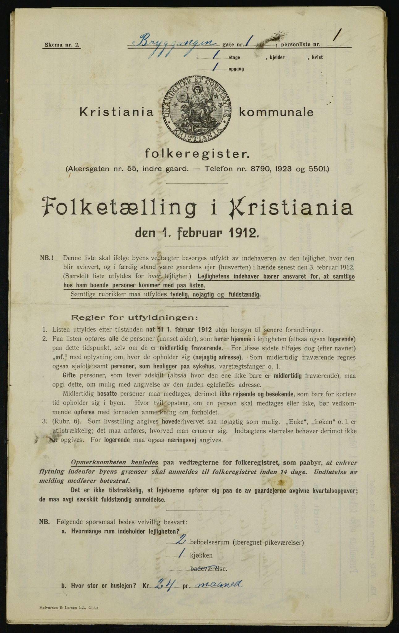 OBA, Municipal Census 1912 for Kristiania, 1912, p. 9885