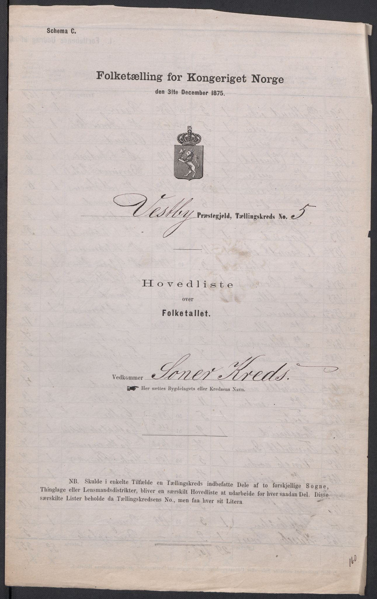 RA, 1875 census for 0211L Vestby/Vestby, Garder og Såner, 1875, p. 16