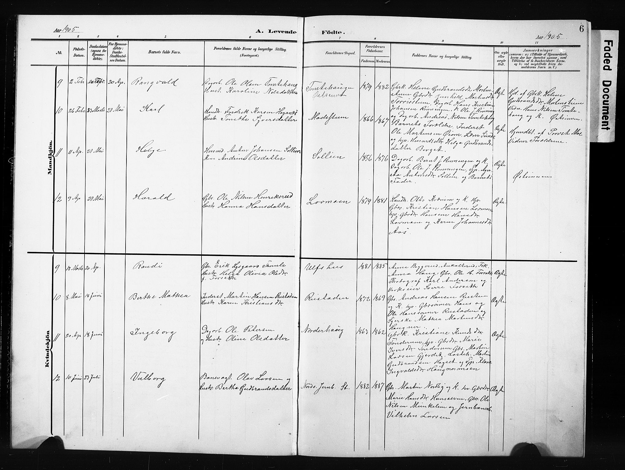 Nordre Land prestekontor, AV/SAH-PREST-124/H/Ha/Hab/L0006: Parish register (copy) no. 6, 1905-1929, p. 6