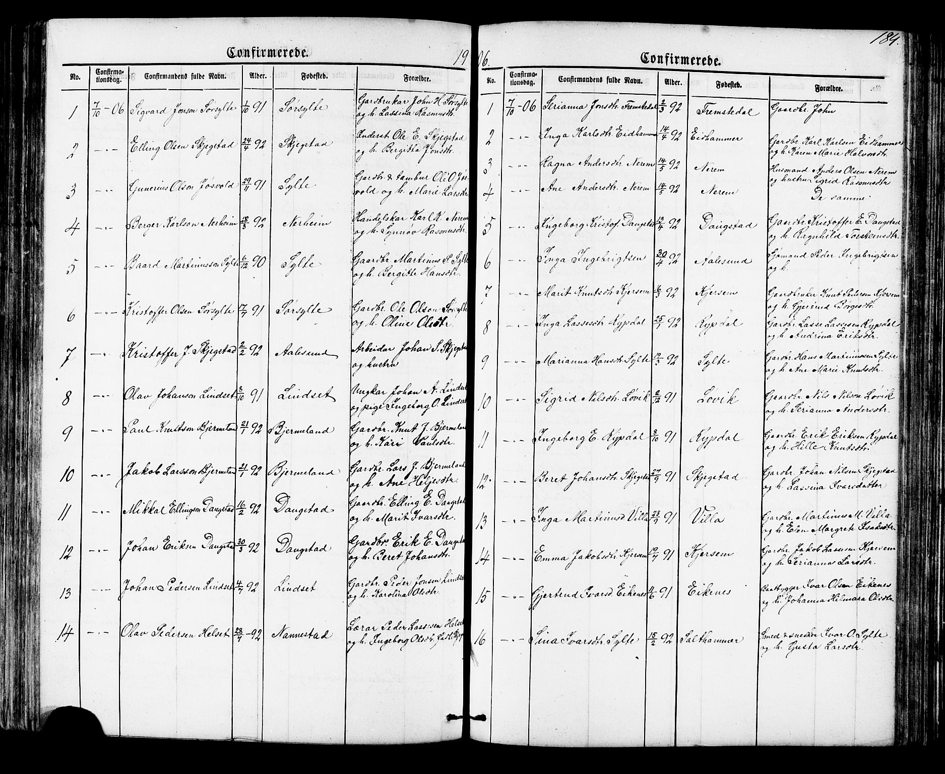 Ministerialprotokoller, klokkerbøker og fødselsregistre - Møre og Romsdal, SAT/A-1454/541/L0547: Parish register (copy) no. 541C02, 1867-1921, p. 184