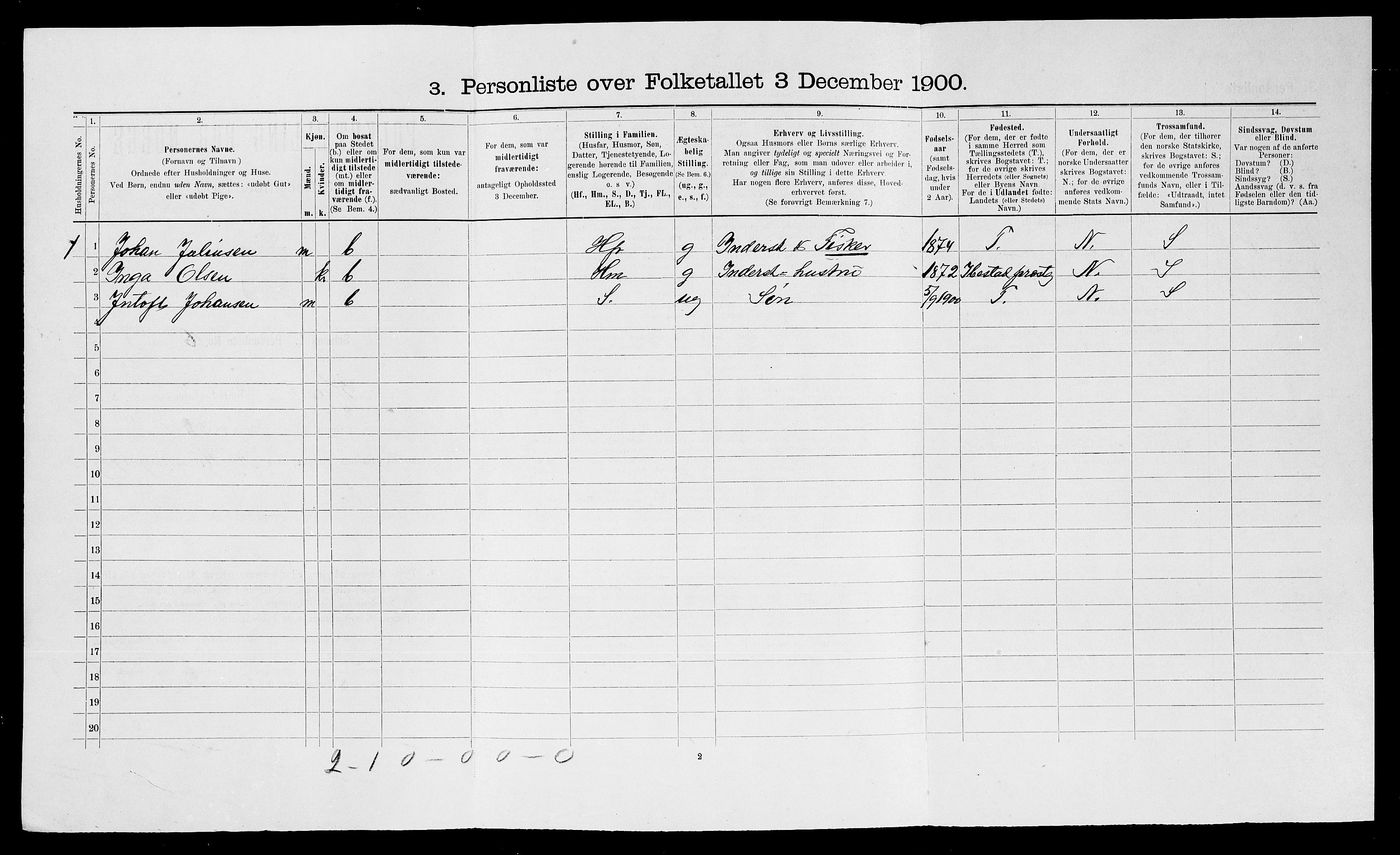 SATØ, 1900 census for Kjelvik, 1900, p. 375
