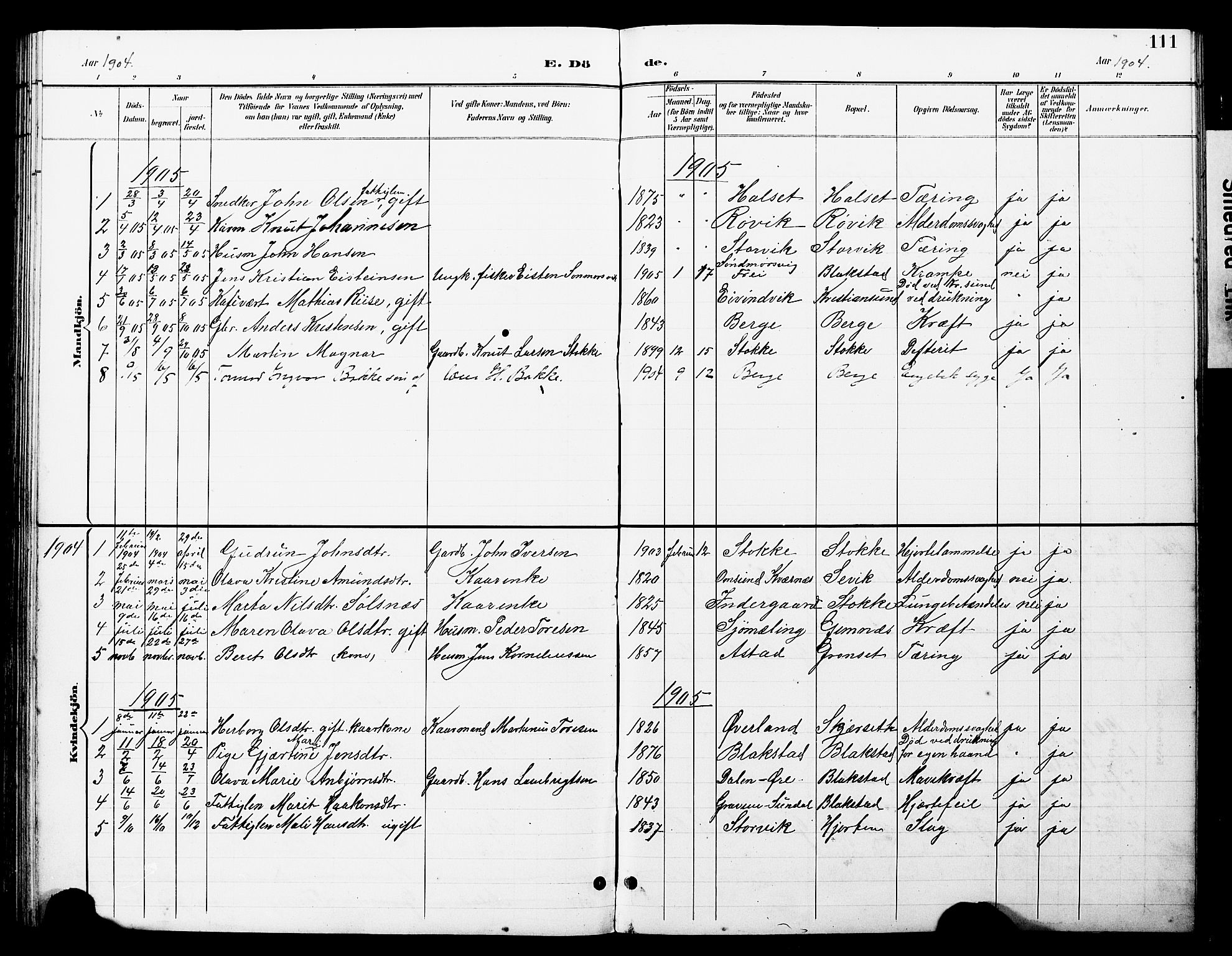 Ministerialprotokoller, klokkerbøker og fødselsregistre - Møre og Romsdal, AV/SAT-A-1454/585/L0973: Parish register (copy) no. 585C01, 1893-1930, p. 111