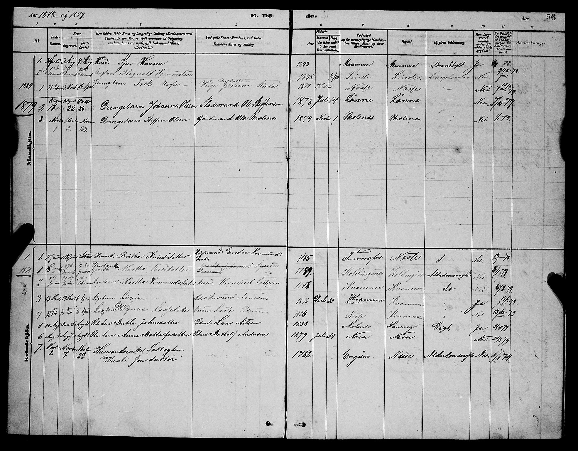 Balestrand sokneprestembete, AV/SAB-A-79601/H/Hab/Habc/L0002: Parish register (copy) no. C 2, 1878-1895, p. 56