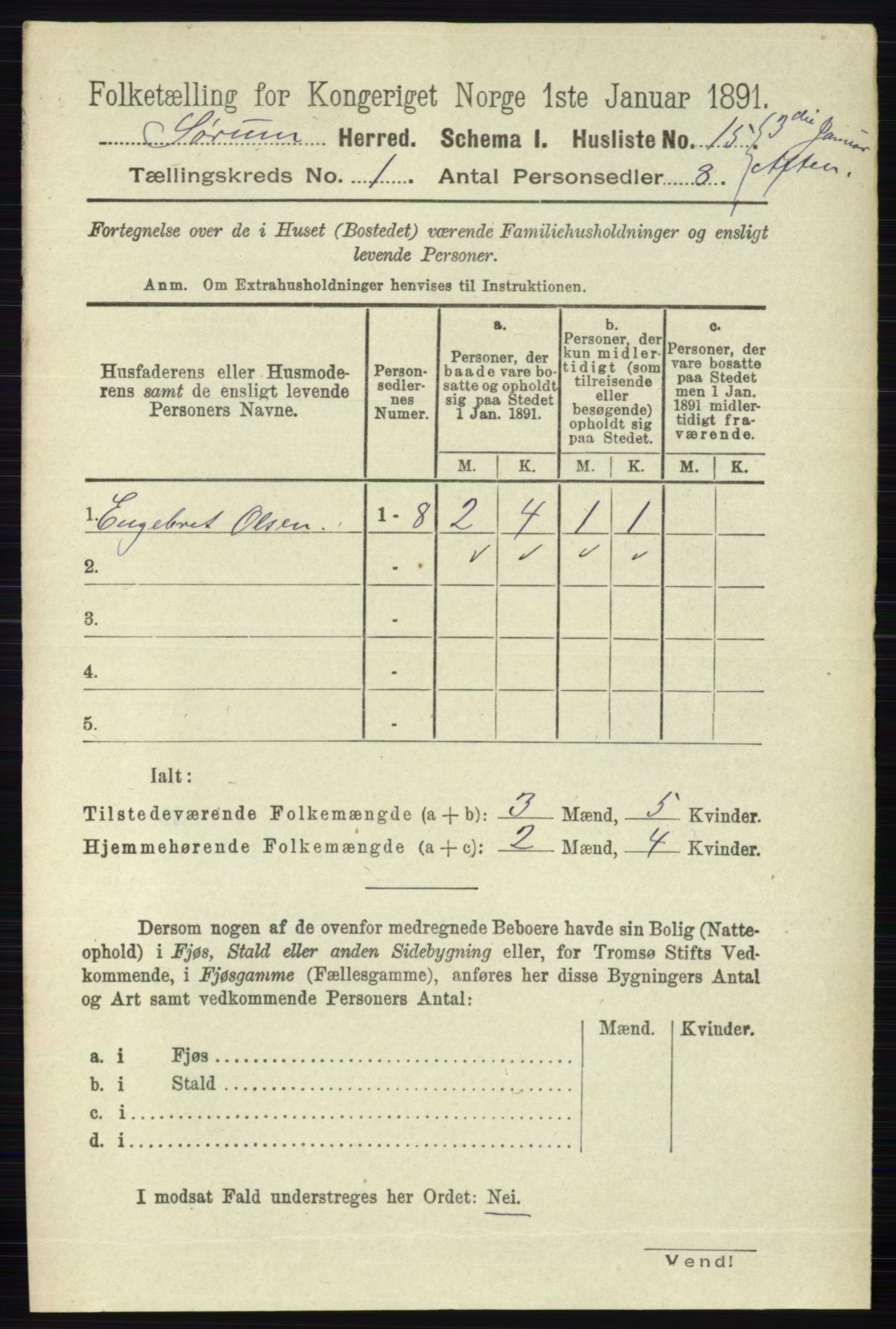 RA, 1891 census for 0226 Sørum, 1891, p. 34