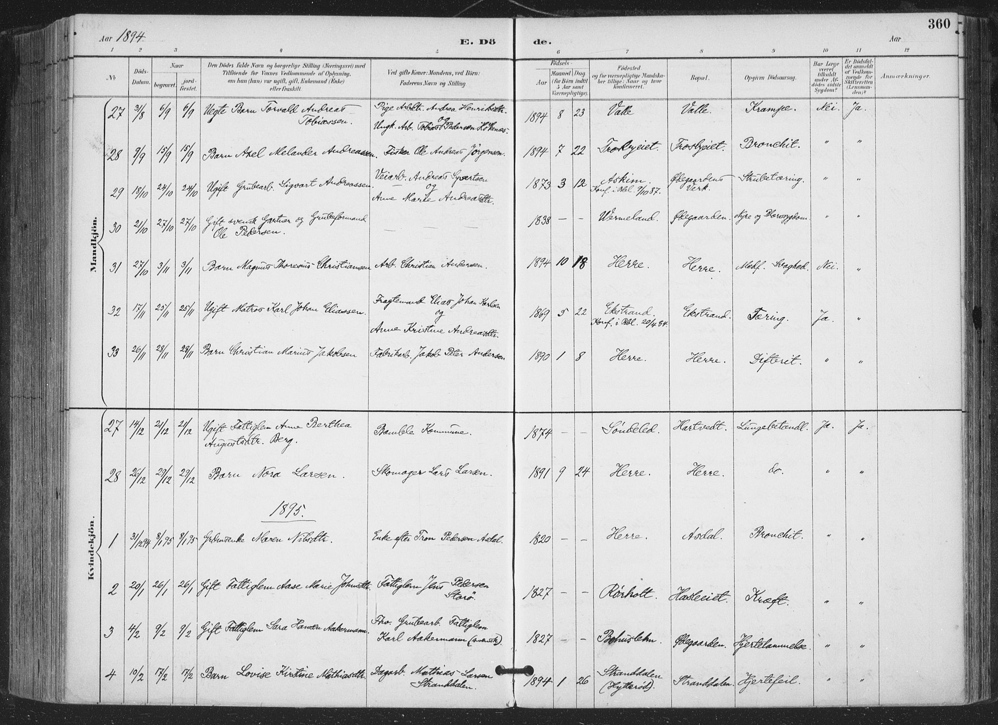 Bamble kirkebøker, AV/SAKO-A-253/F/Fa/L0008: Parish register (official) no. I 8, 1888-1900, p. 360