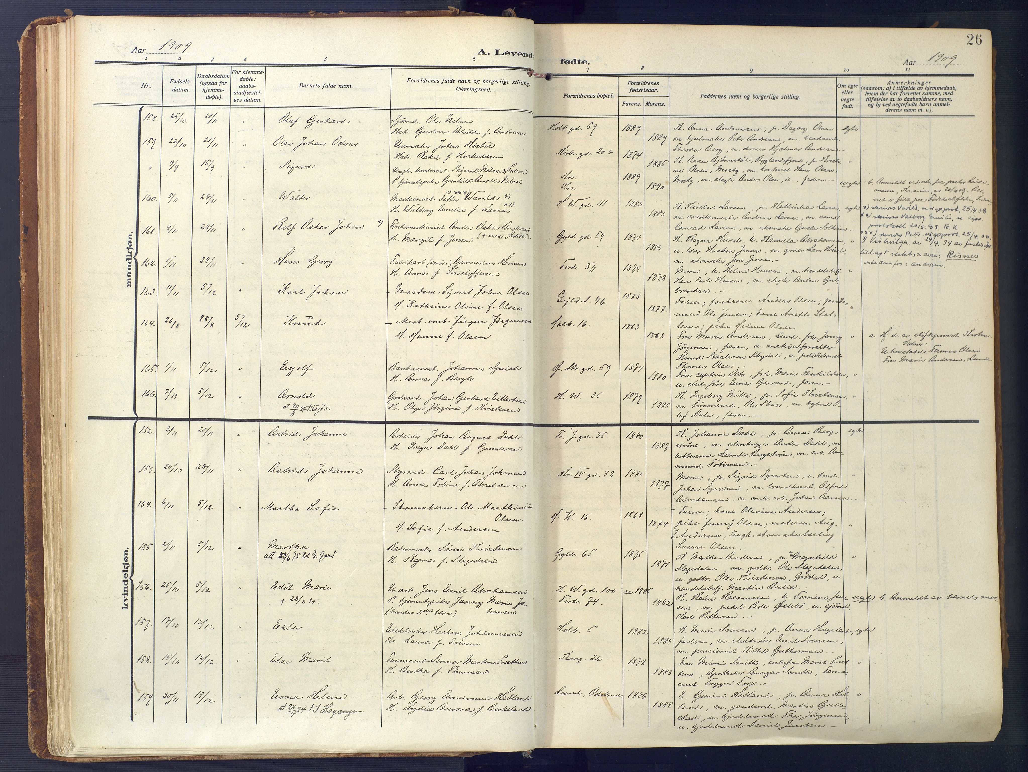Kristiansand domprosti, AV/SAK-1112-0006/F/Fa/L0023: Parish register (official) no. A 22, 1909-1917, p. 26