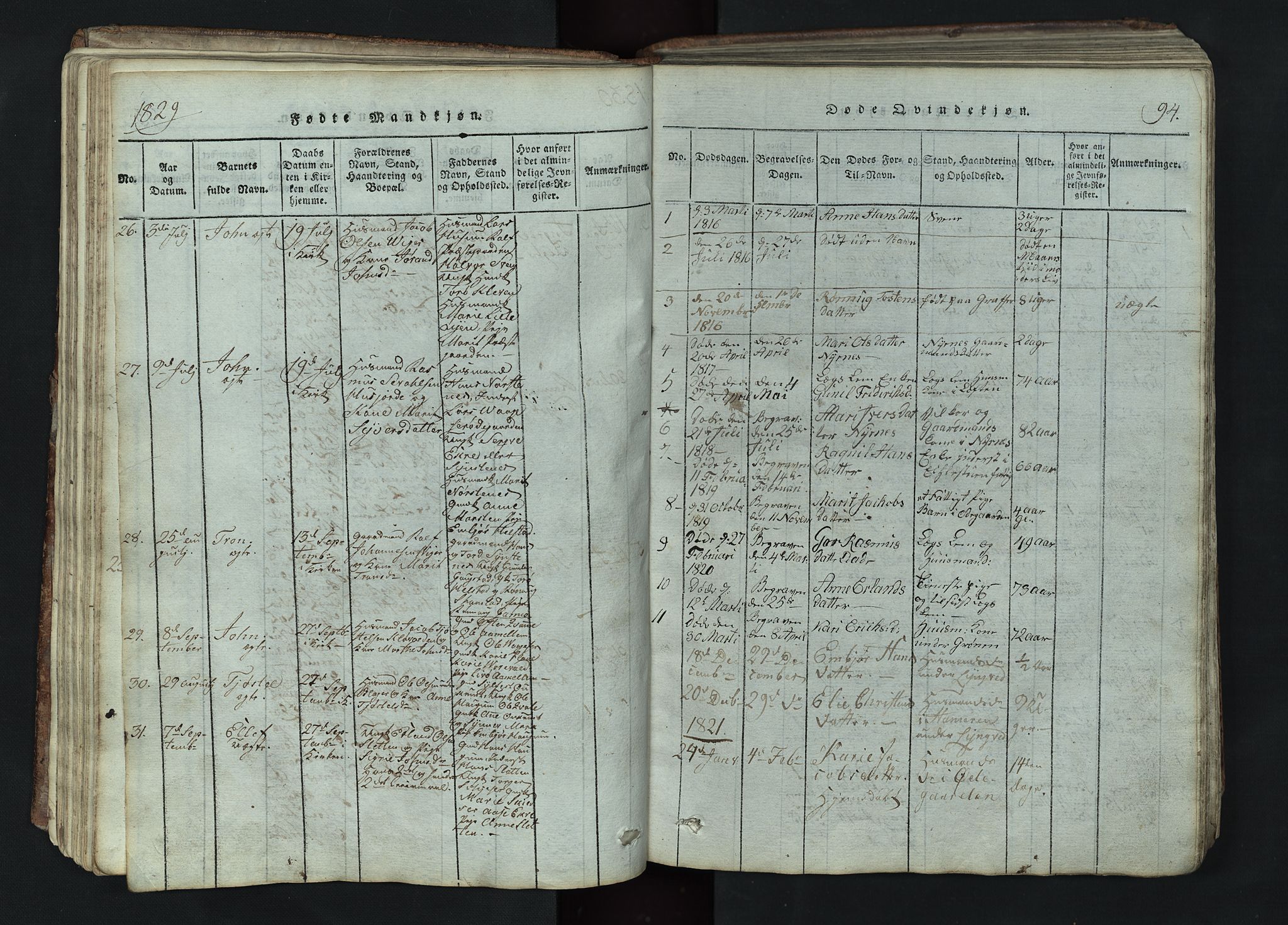 Lom prestekontor, SAH/PREST-070/L/L0002: Parish register (copy) no. 2, 1815-1844, p. 94