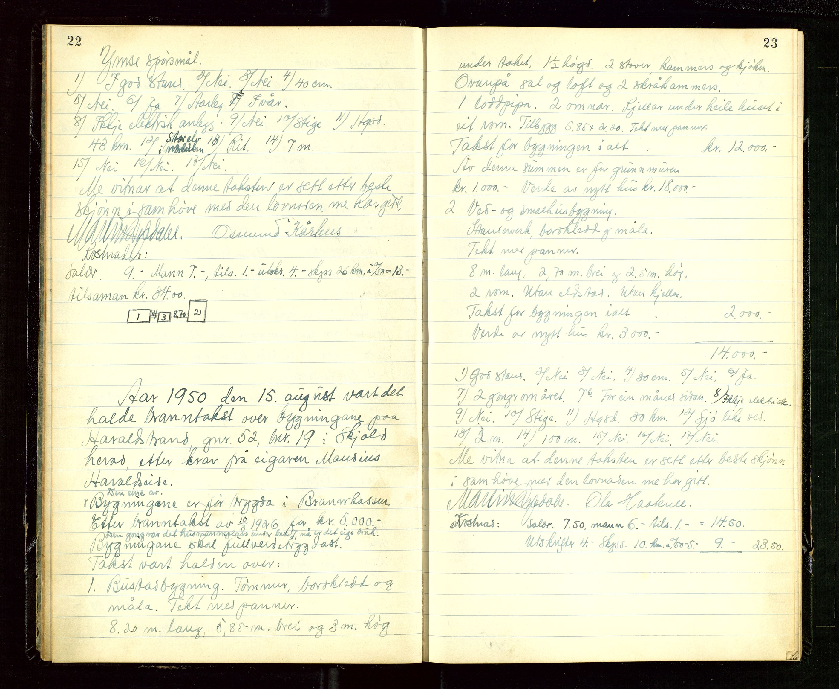 Skjold lensmannskontor, AV/SAST-A-100182/Goa/L0003: "Branntakstprotokoll for Skjold lensmannsdistrikt", 1949-1953, p. 22-23