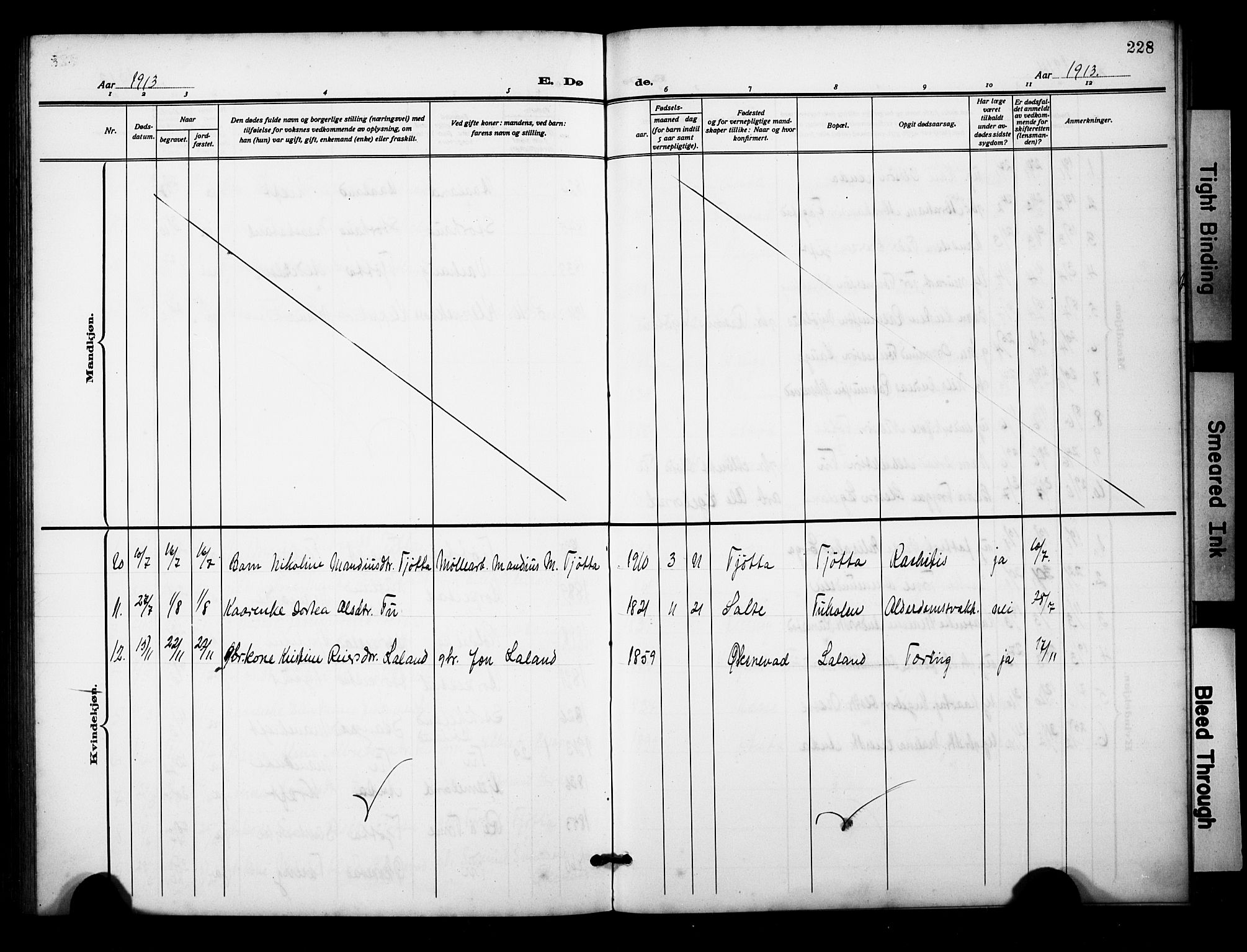 Klepp sokneprestkontor, AV/SAST-A-101803/001/3/30BB/L0007: Parish register (copy) no. B 7, 1908-1934, p. 228