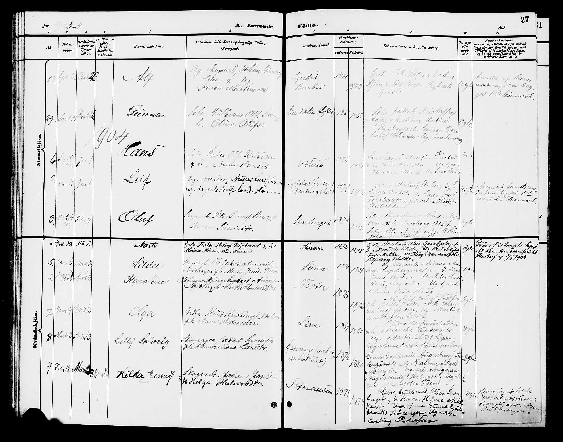 Elverum prestekontor, AV/SAH-PREST-044/H/Ha/Hab/L0006: Parish register (copy) no. 6, 1896-1907, p. 27