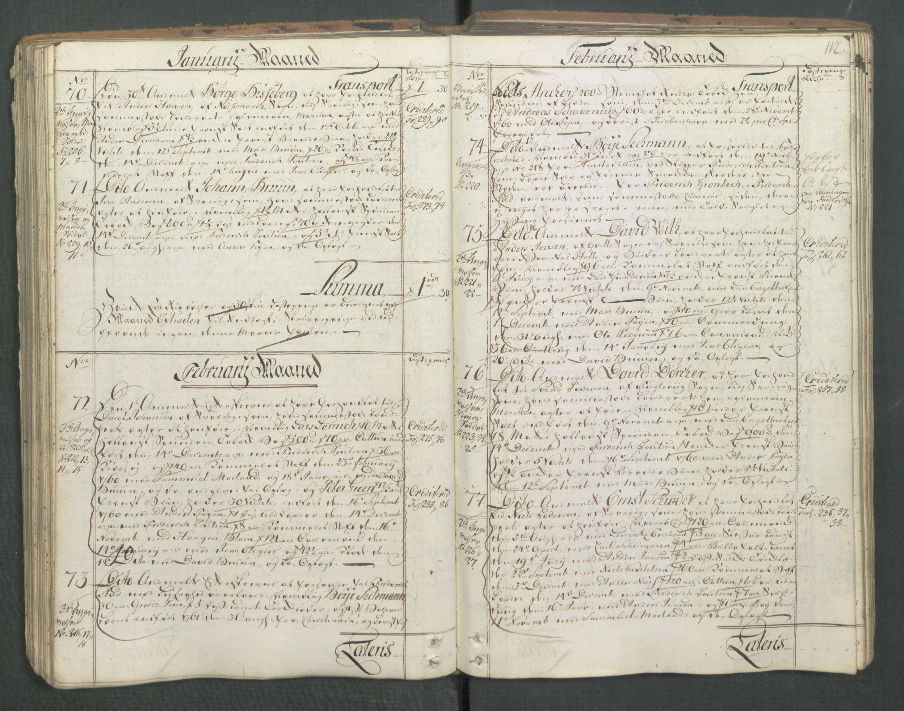 Generaltollkammeret, tollregnskaper, AV/RA-EA-5490/R01/L0046/0001: Tollregnskaper Fredrikshald / Inngående hovedtollbok, 1762, p. 111b-112a