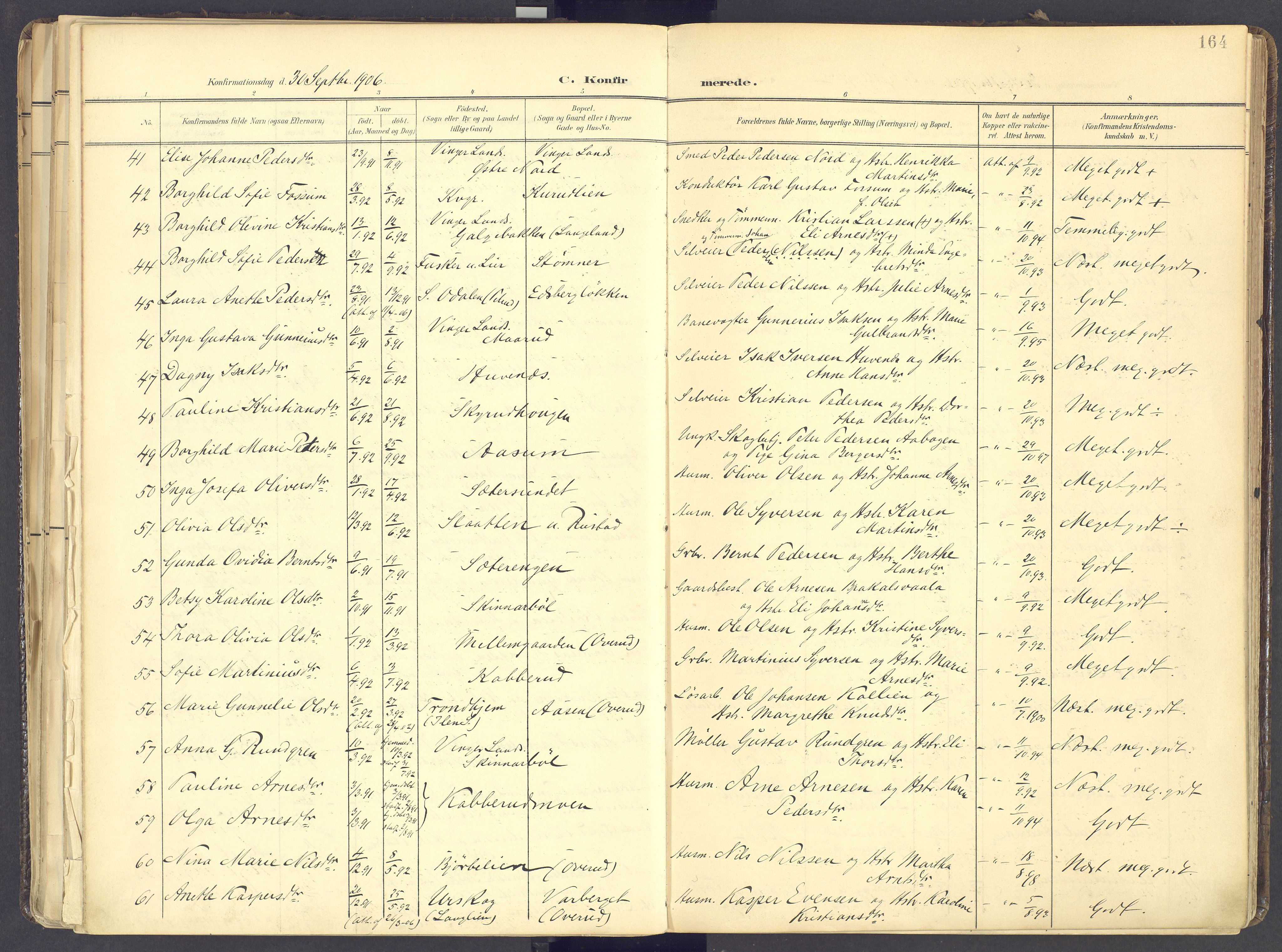 Vinger prestekontor, AV/SAH-PREST-024/H/Ha/Haa/L0017: Parish register (official) no. 17, 1901-1927, p. 164