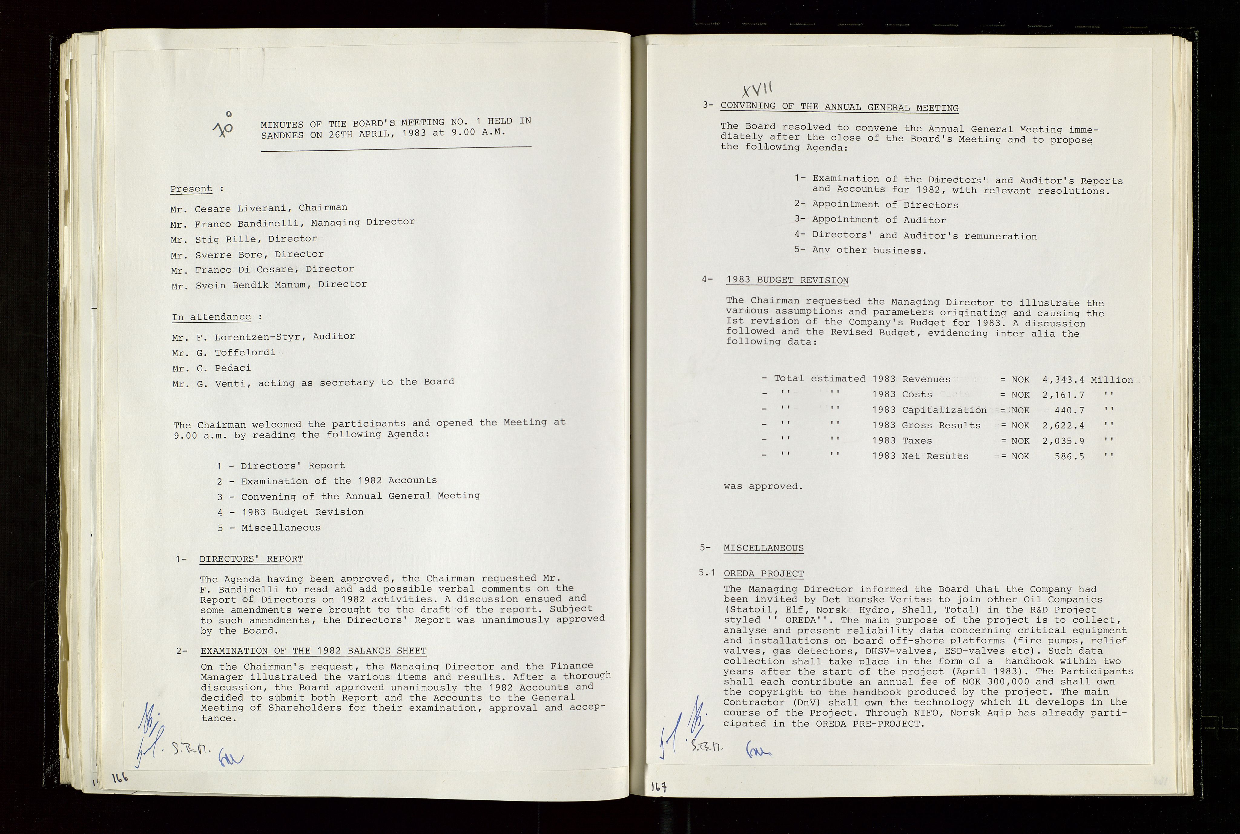 Pa 1583 - Norsk Agip AS, AV/SAST-A-102138/A/Aa/L0003: Board of Directors meeting minutes, 1979-1983, p. 166-167