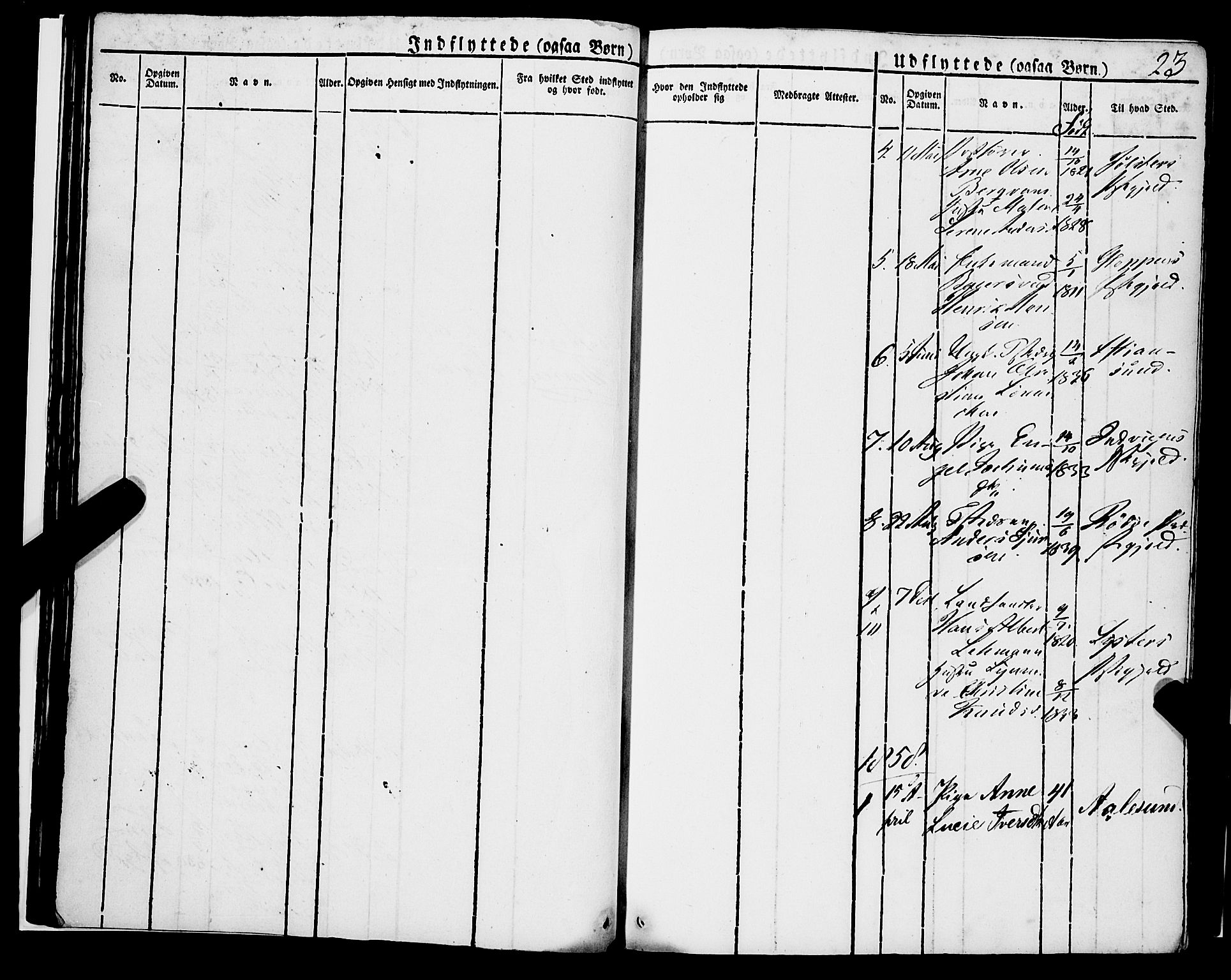 Korskirken sokneprestembete, SAB/A-76101/H/Haa/L0050: Parish register (official) no. F 1, 1821-1869, p. 23